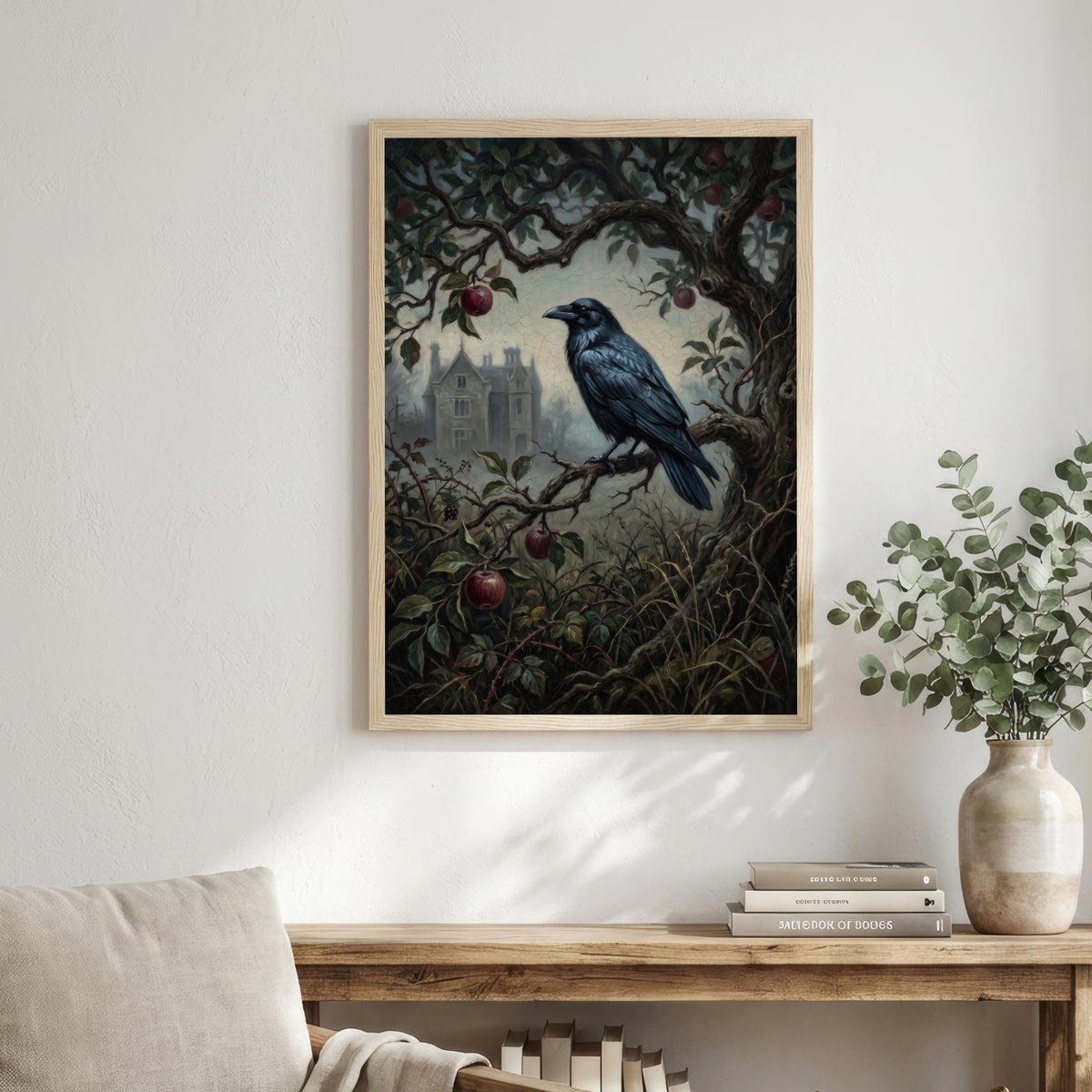 Raven in Apple Tree Art Print