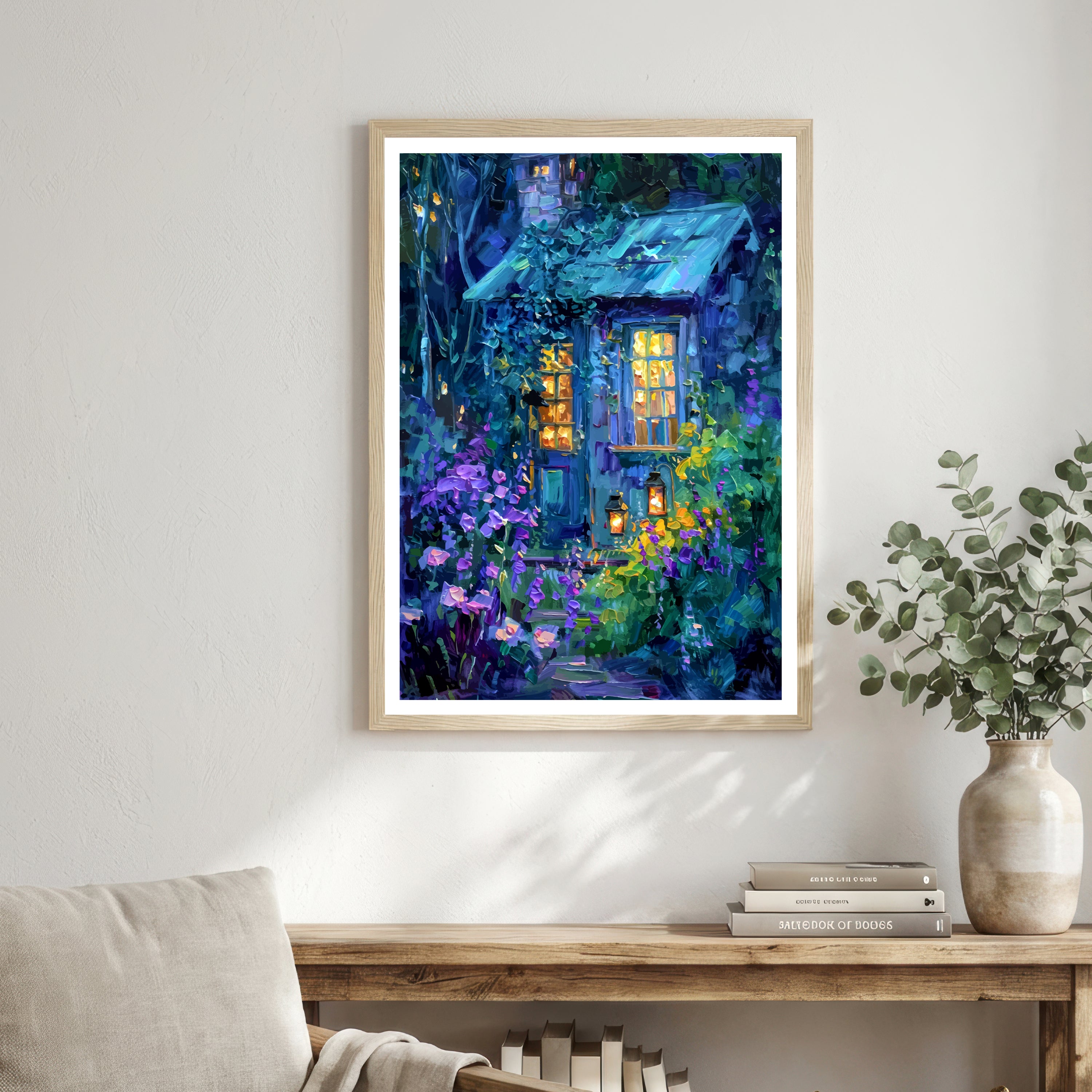Blue Cottage Garden Art Print