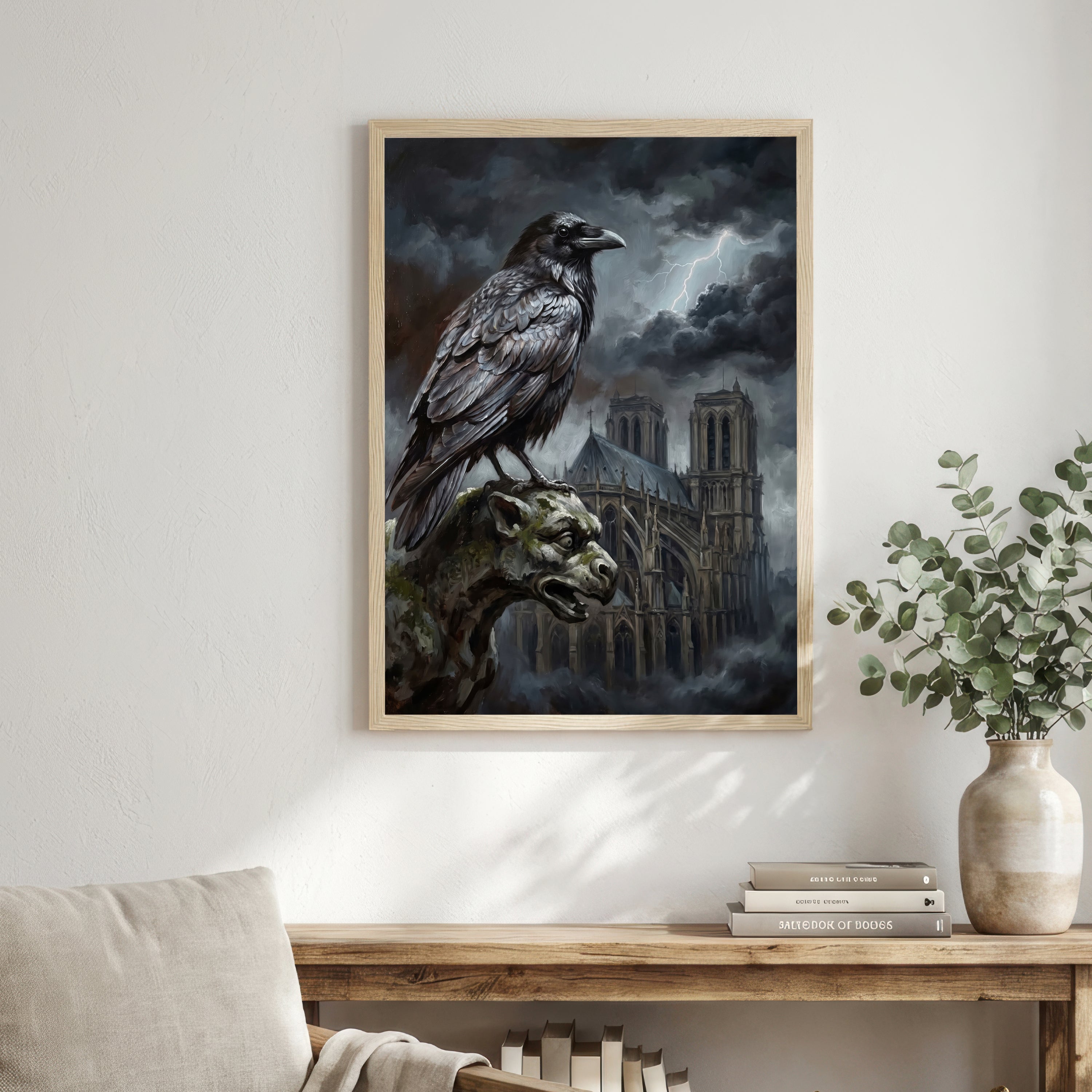 Raven Gargoyle Gothic Art Print
