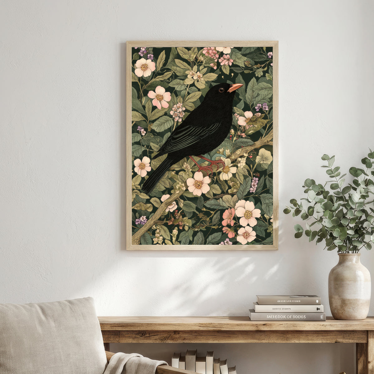Black Crow Floral Art Print