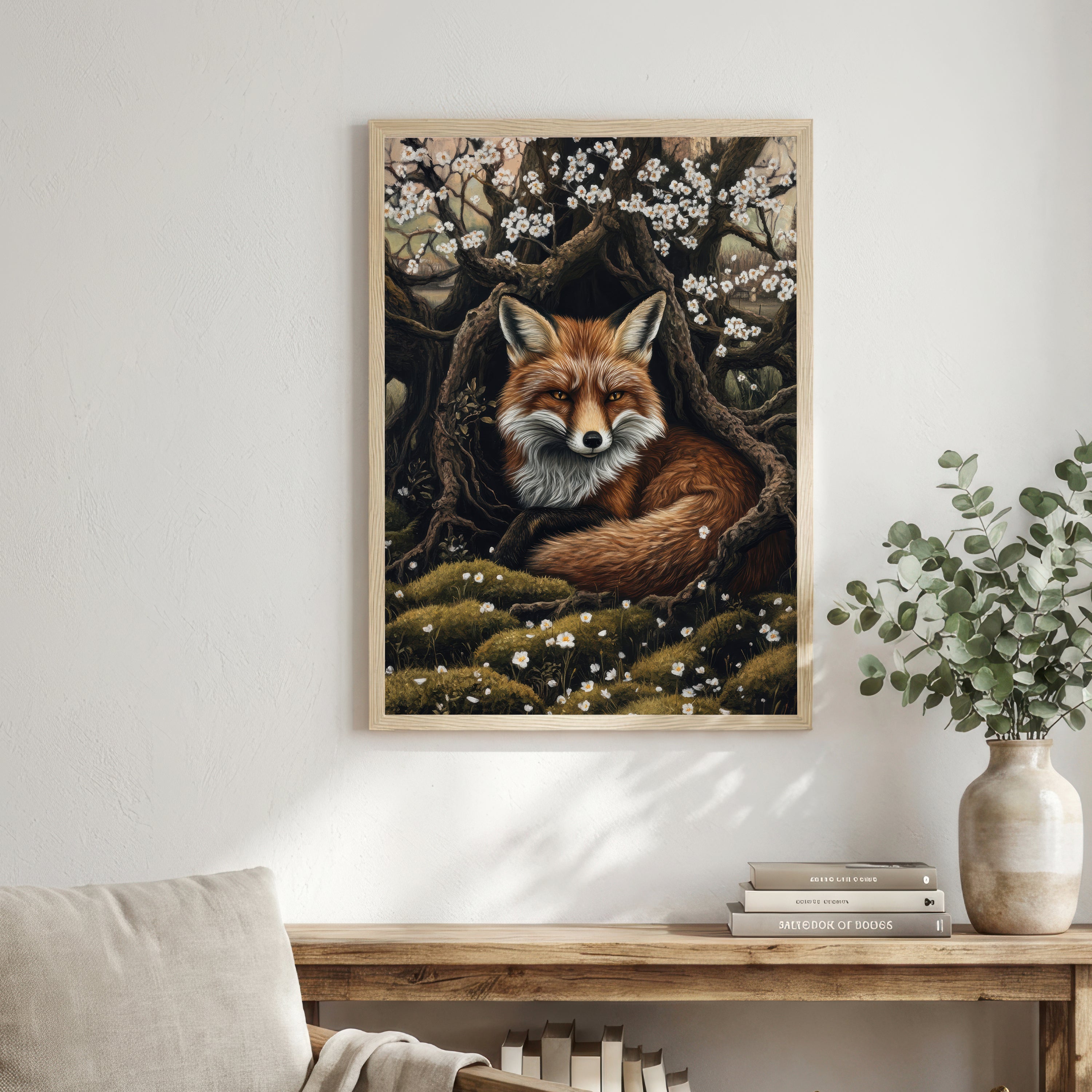 Blossoming Woodland Fox Art Print