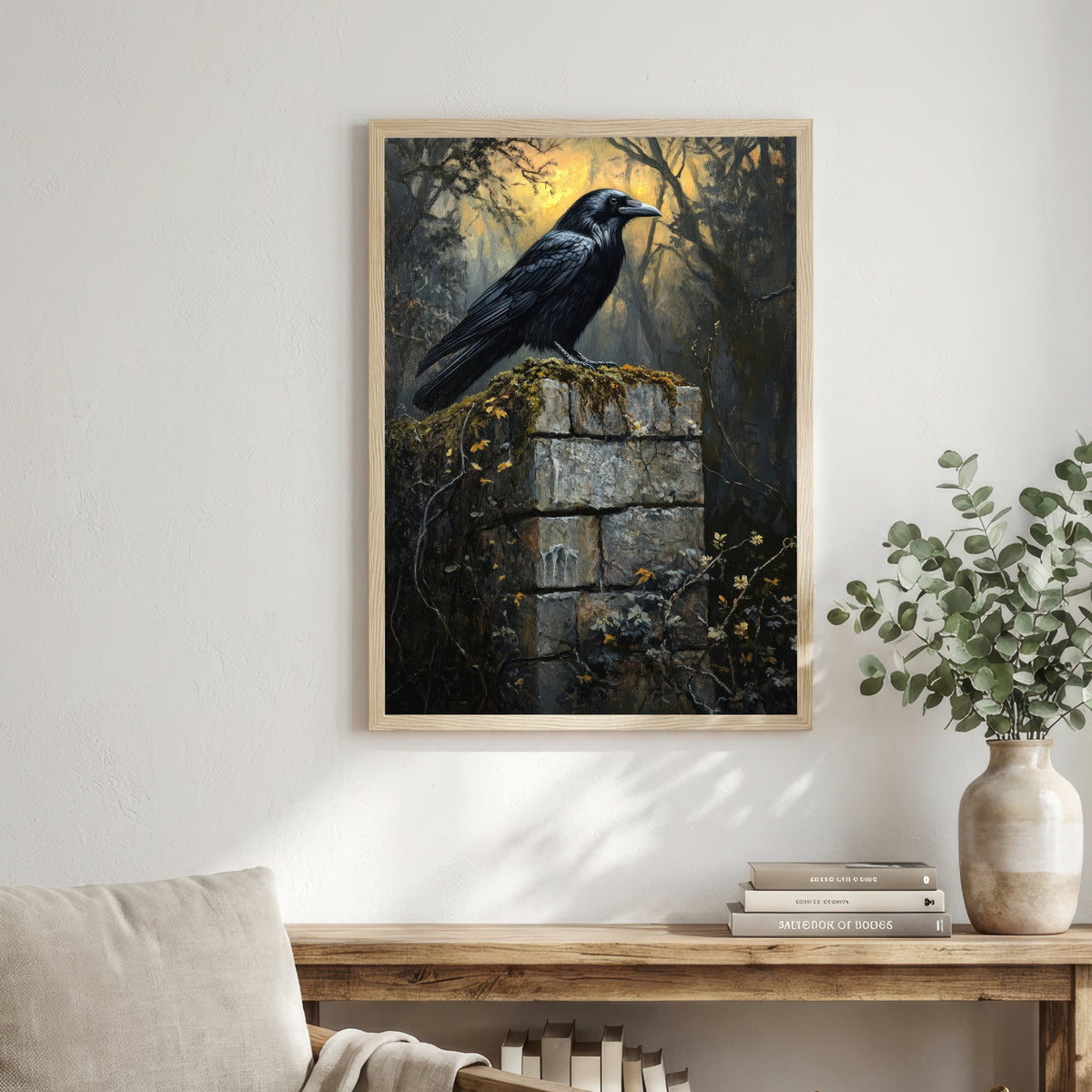Raven Gothic Forest Art Print