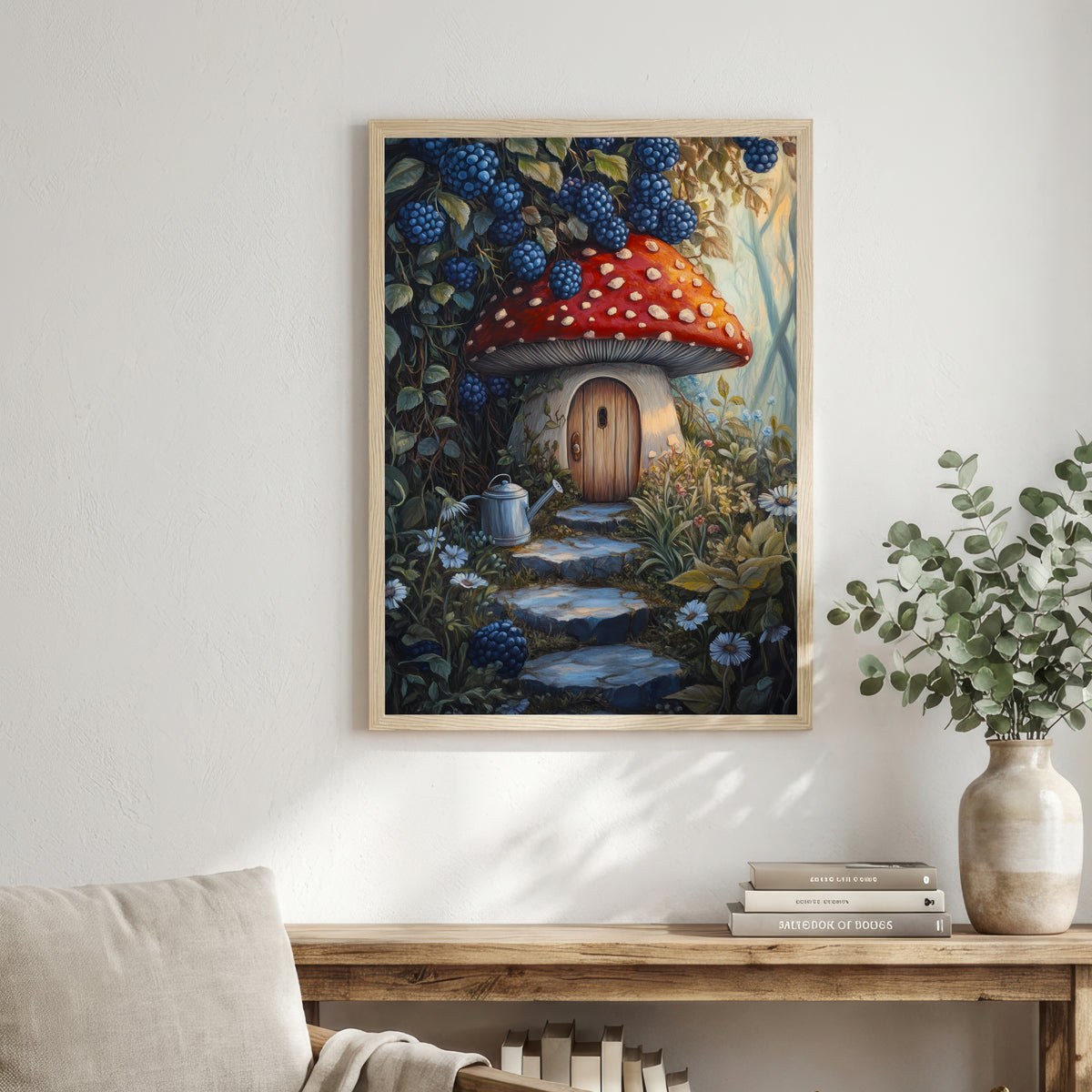 Enchanted Mushroom Cottage Art Print
