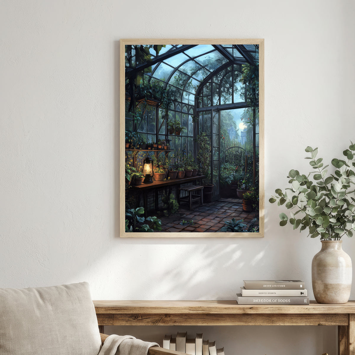 Moonlit Gothic Greenhouse Art Print