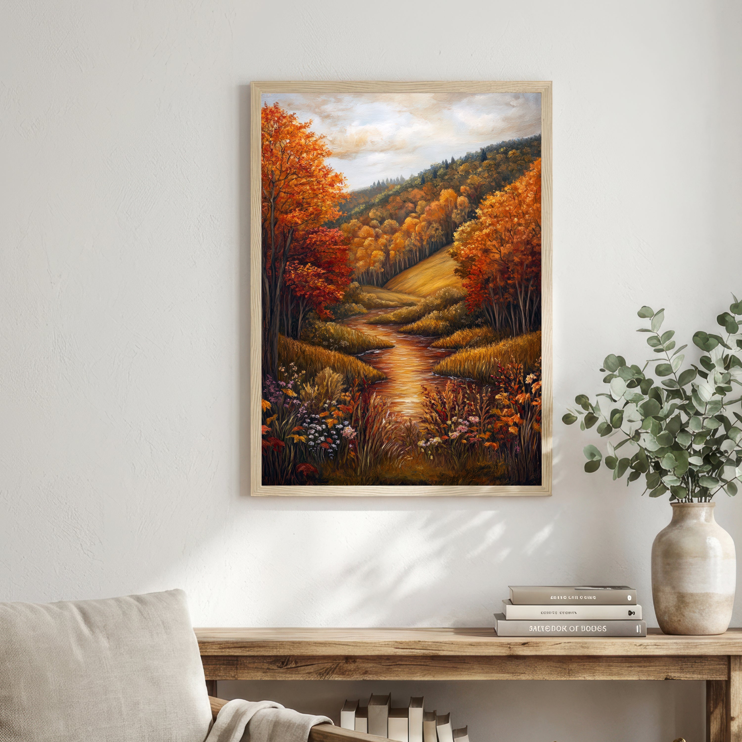 Autumn Woodland Stream Art Print