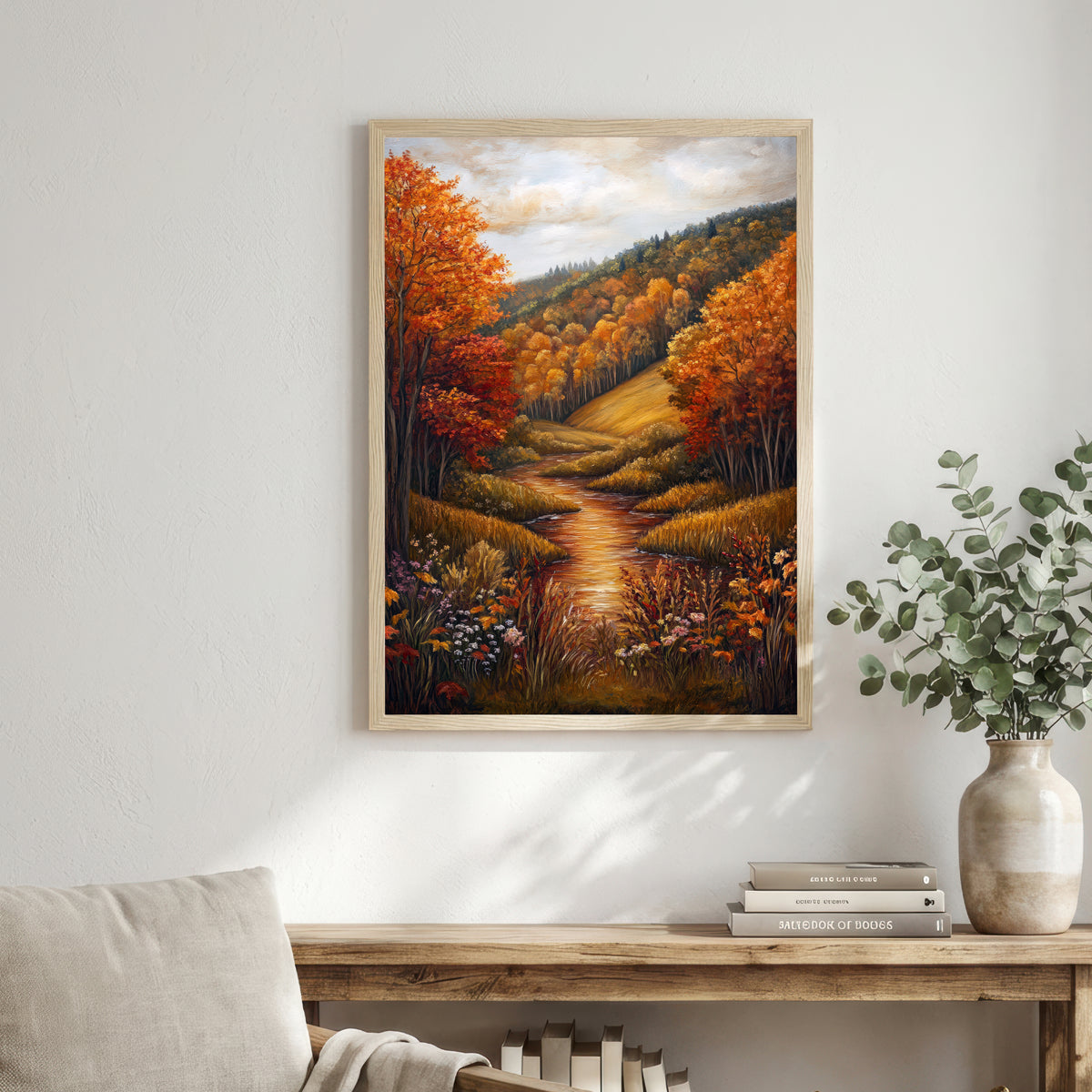 Autumn Woodland Stream Art Print