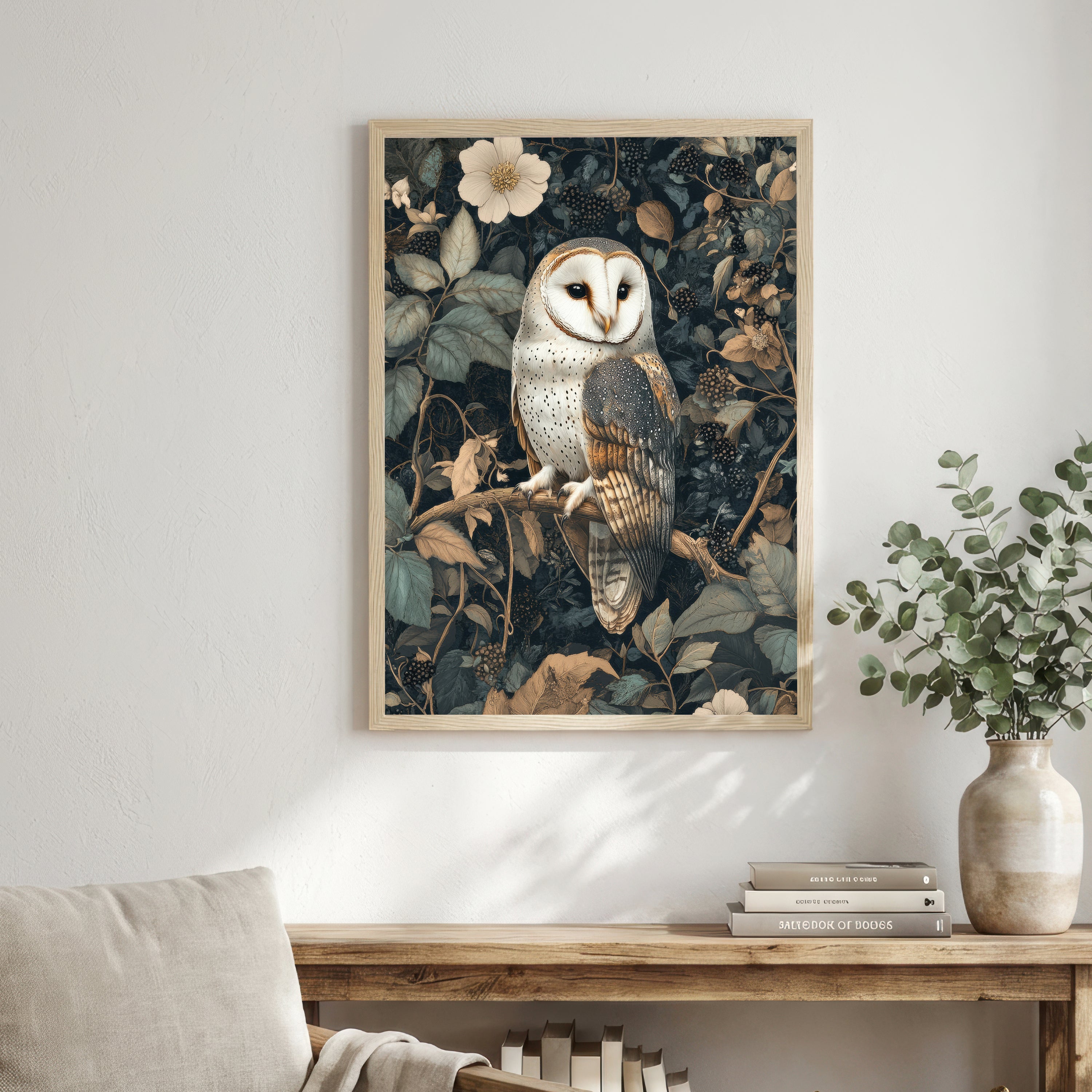 Barn Owl Botanical Art Print