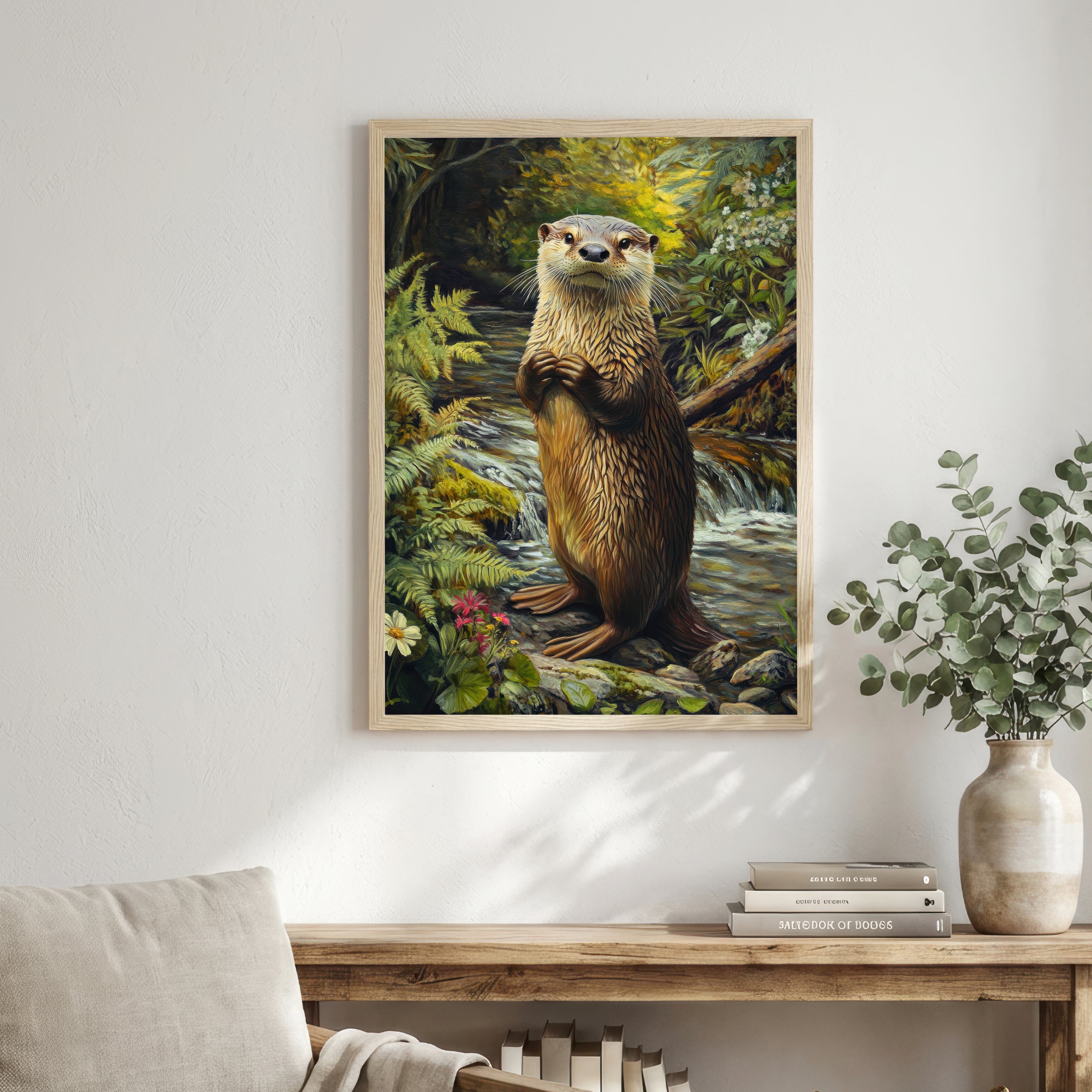 River Otter Woodland Art Print