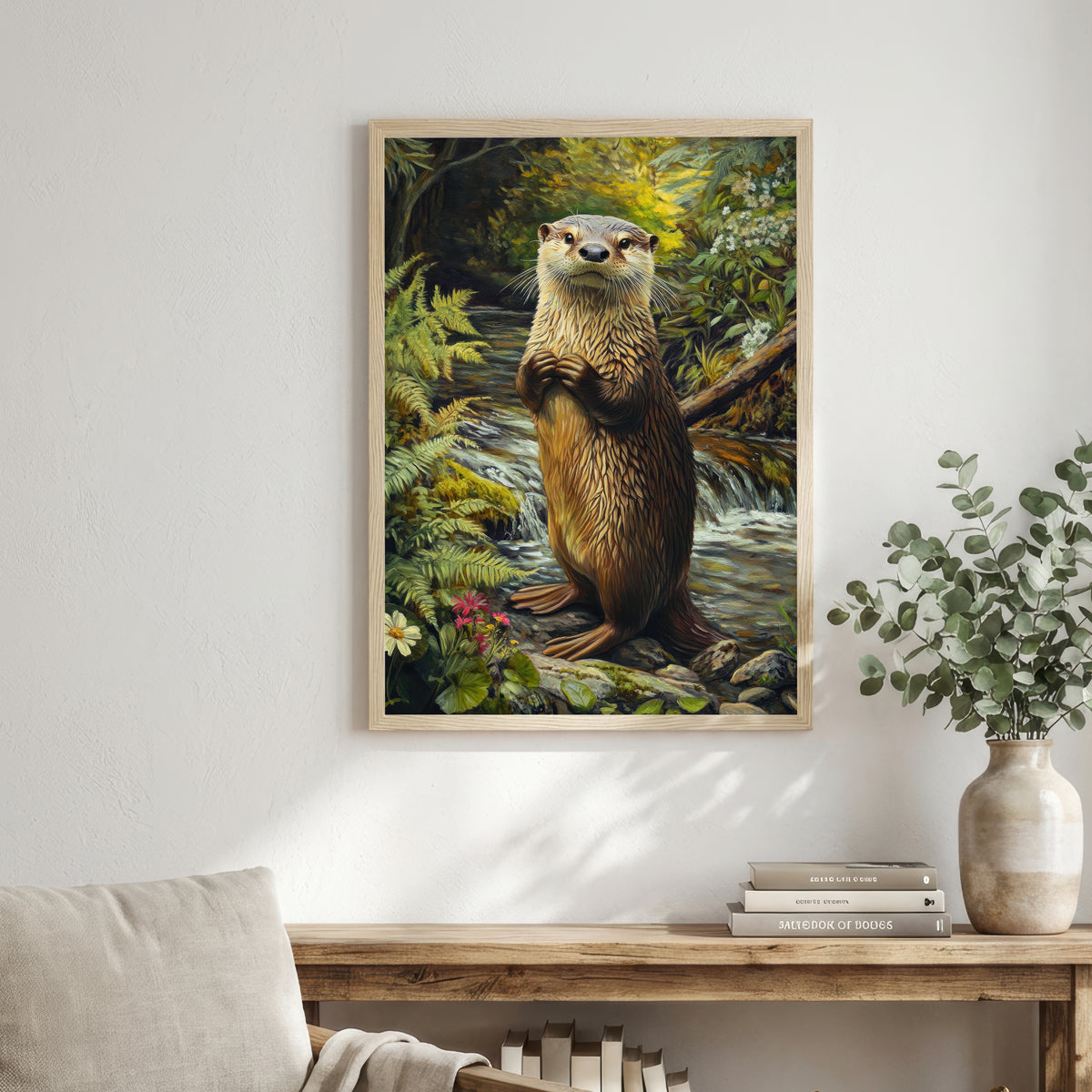 River Otter Woodland Art Print