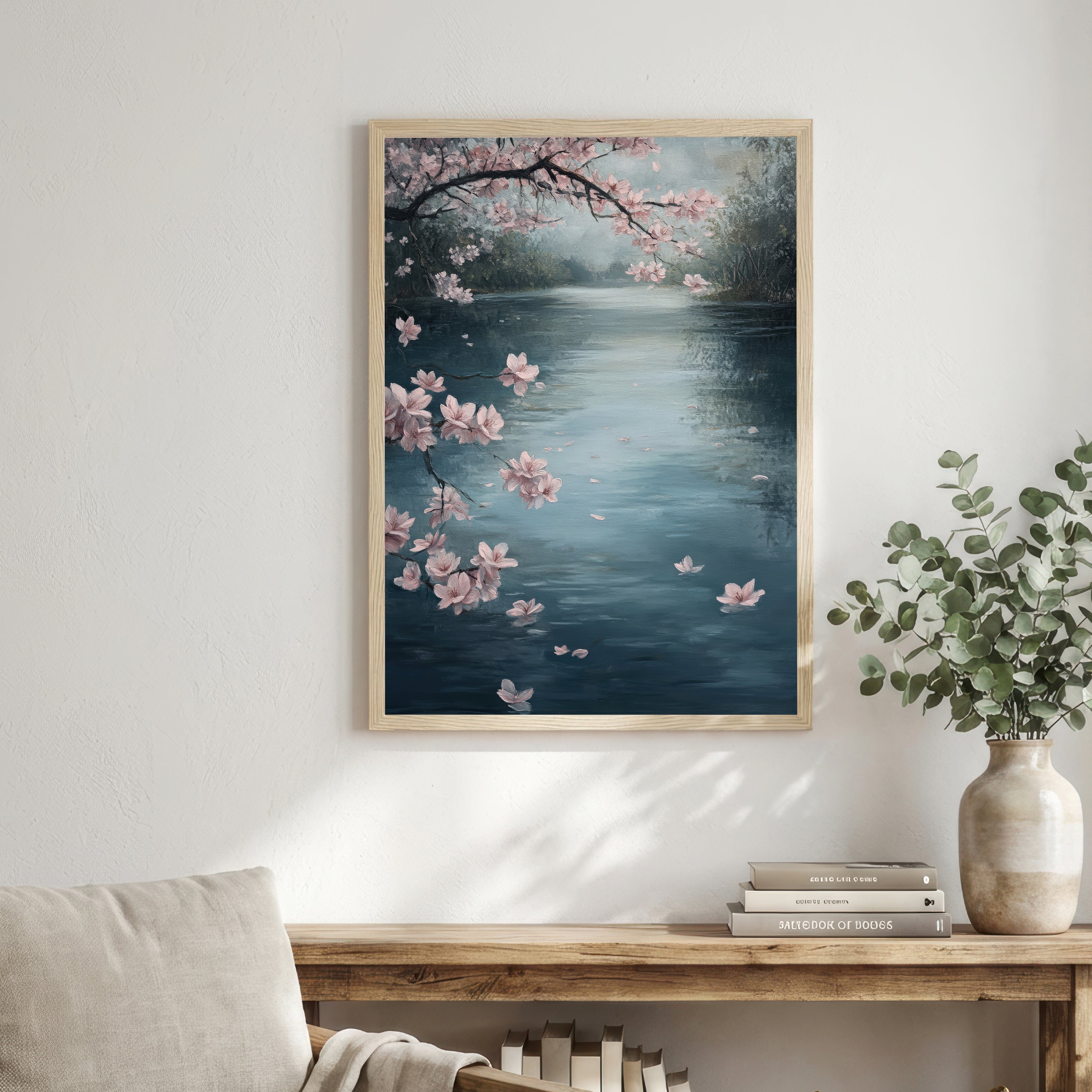 Cherry Blossom Pond Art Print