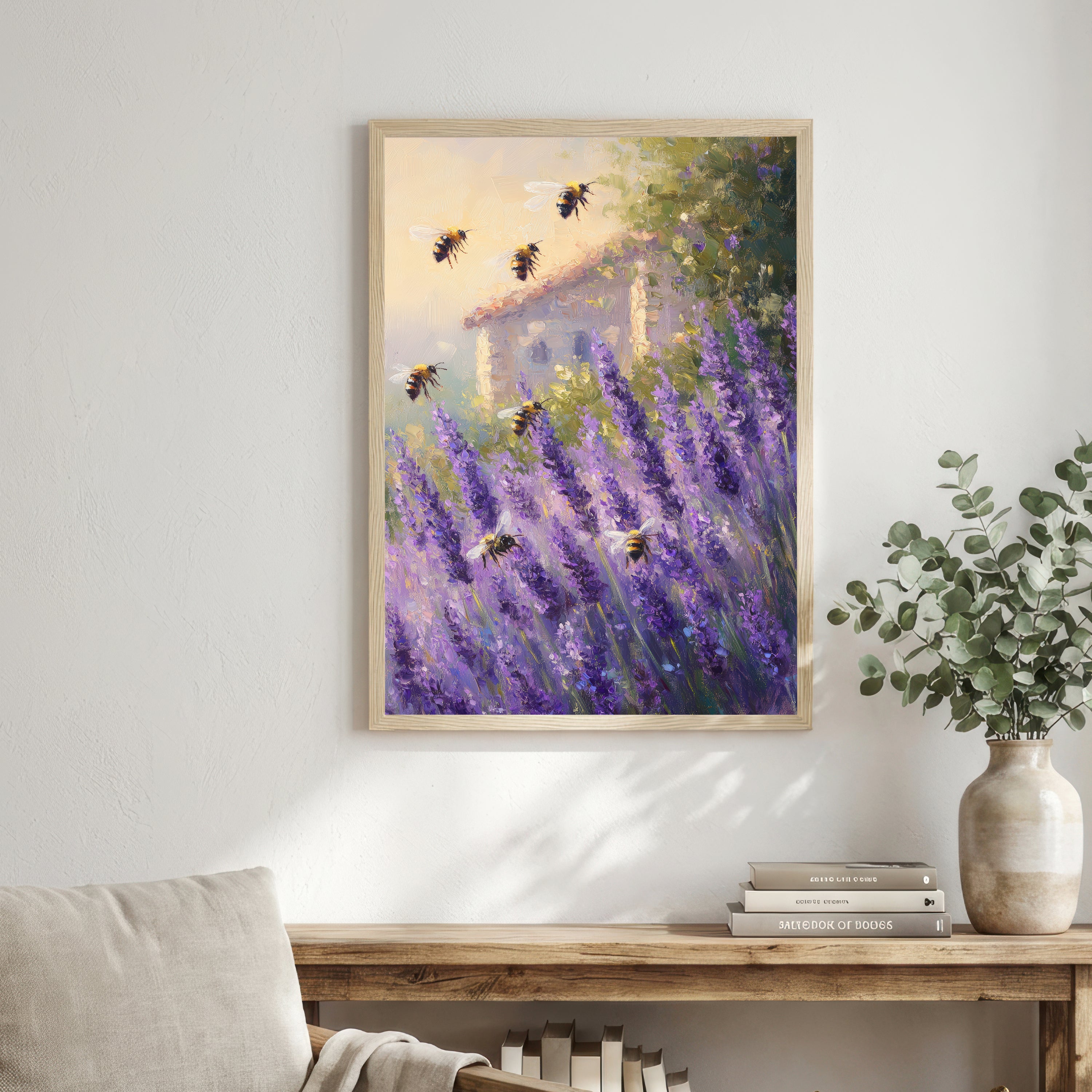 Bumblebee Lavender Meadow Art Print