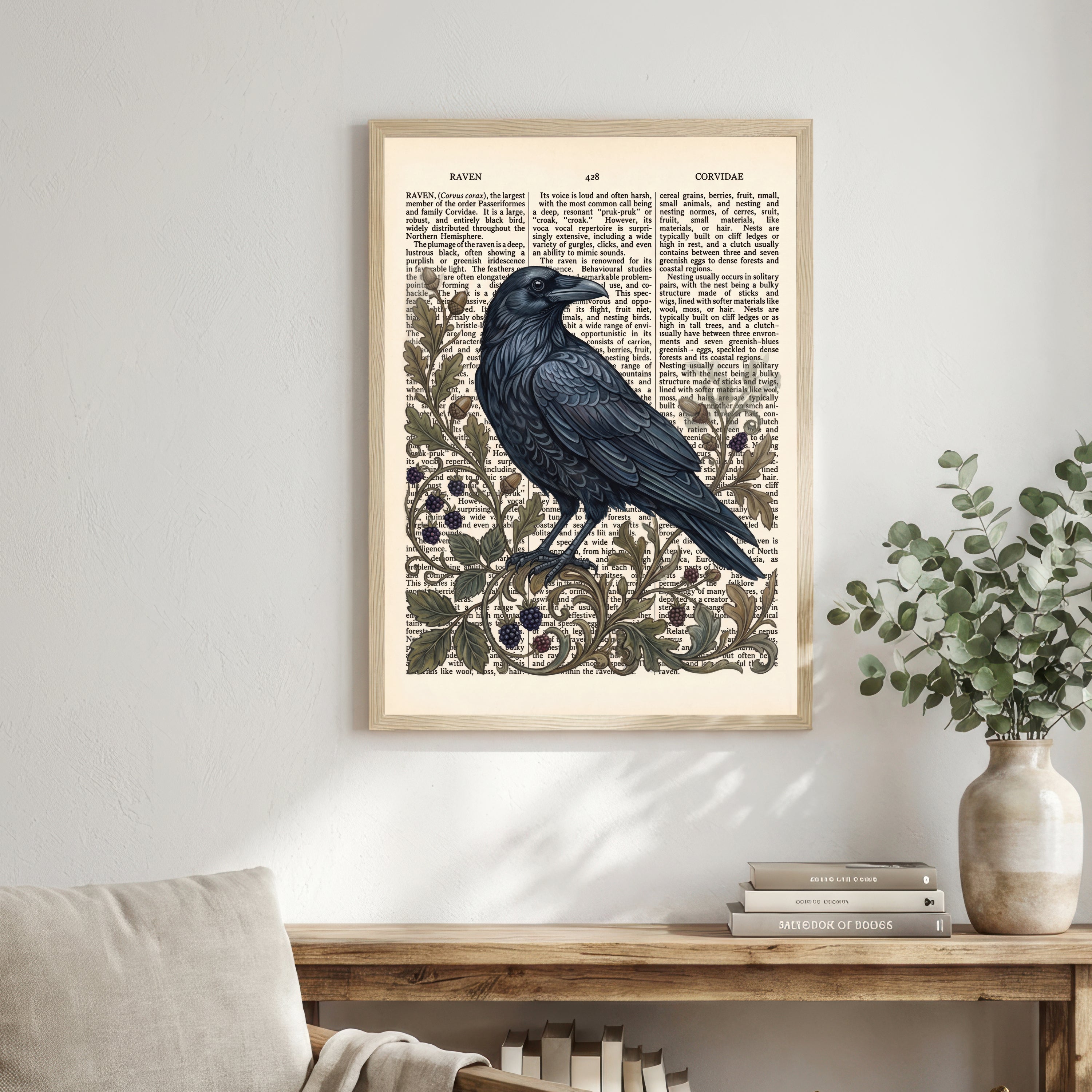 Vintage Raven Botanical Art Print