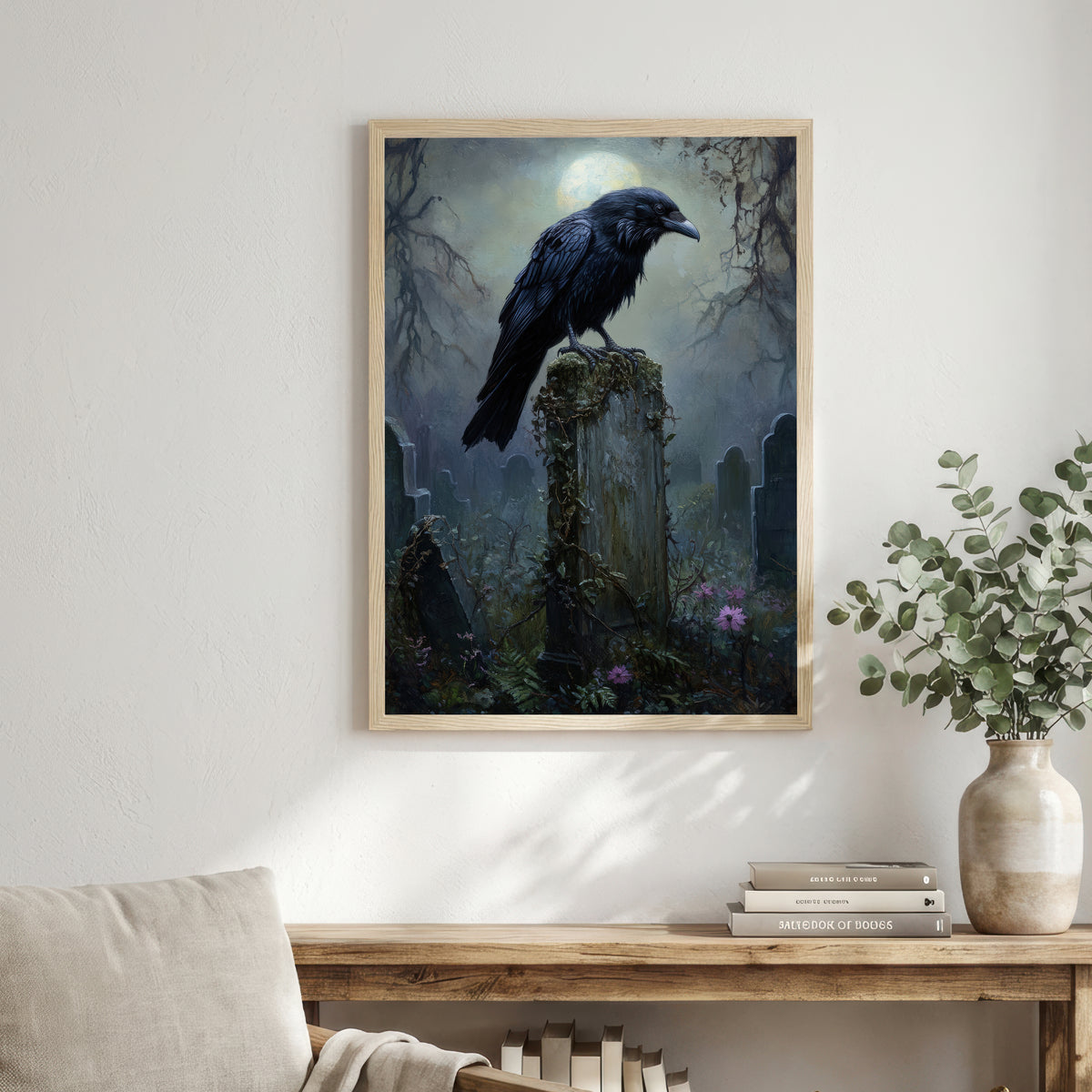 Gothic Raven Cemetery Art Print