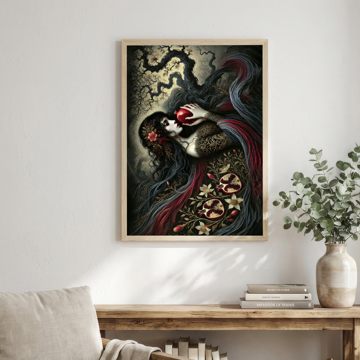 Gothic Woman with Pomegranate Art Print