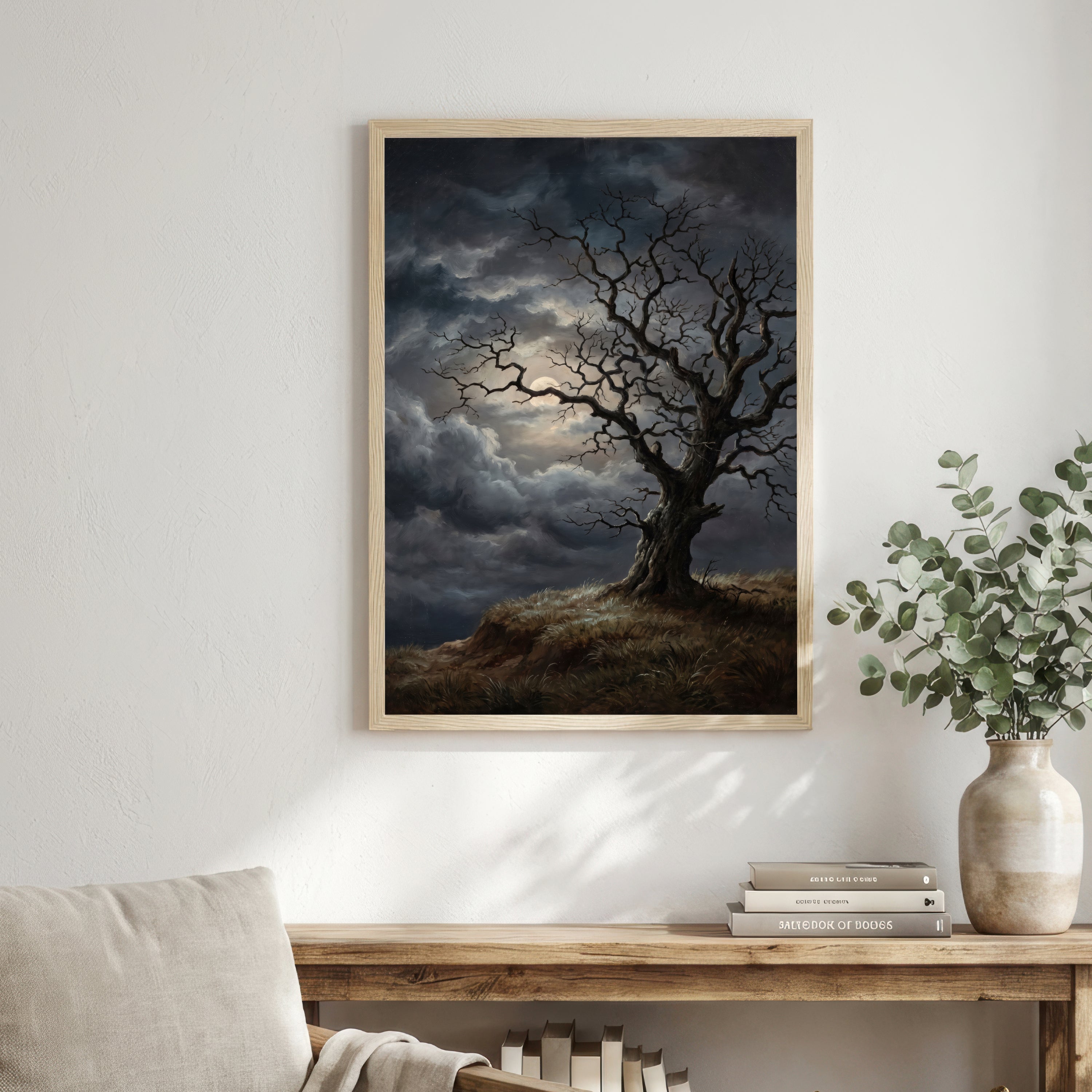 Moonlit Gnarled Tree Art Print