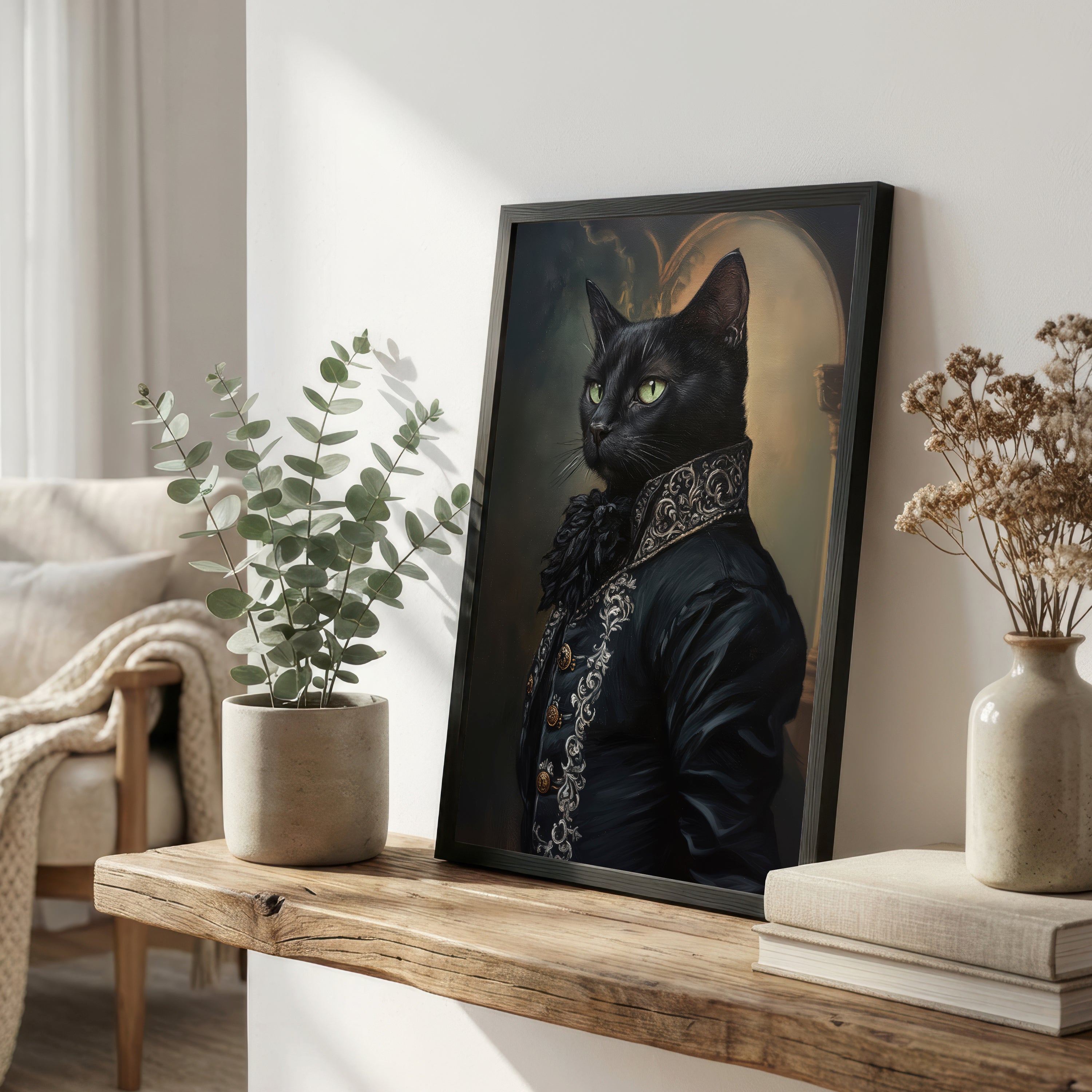 Aristocratic Black Cat Art Print