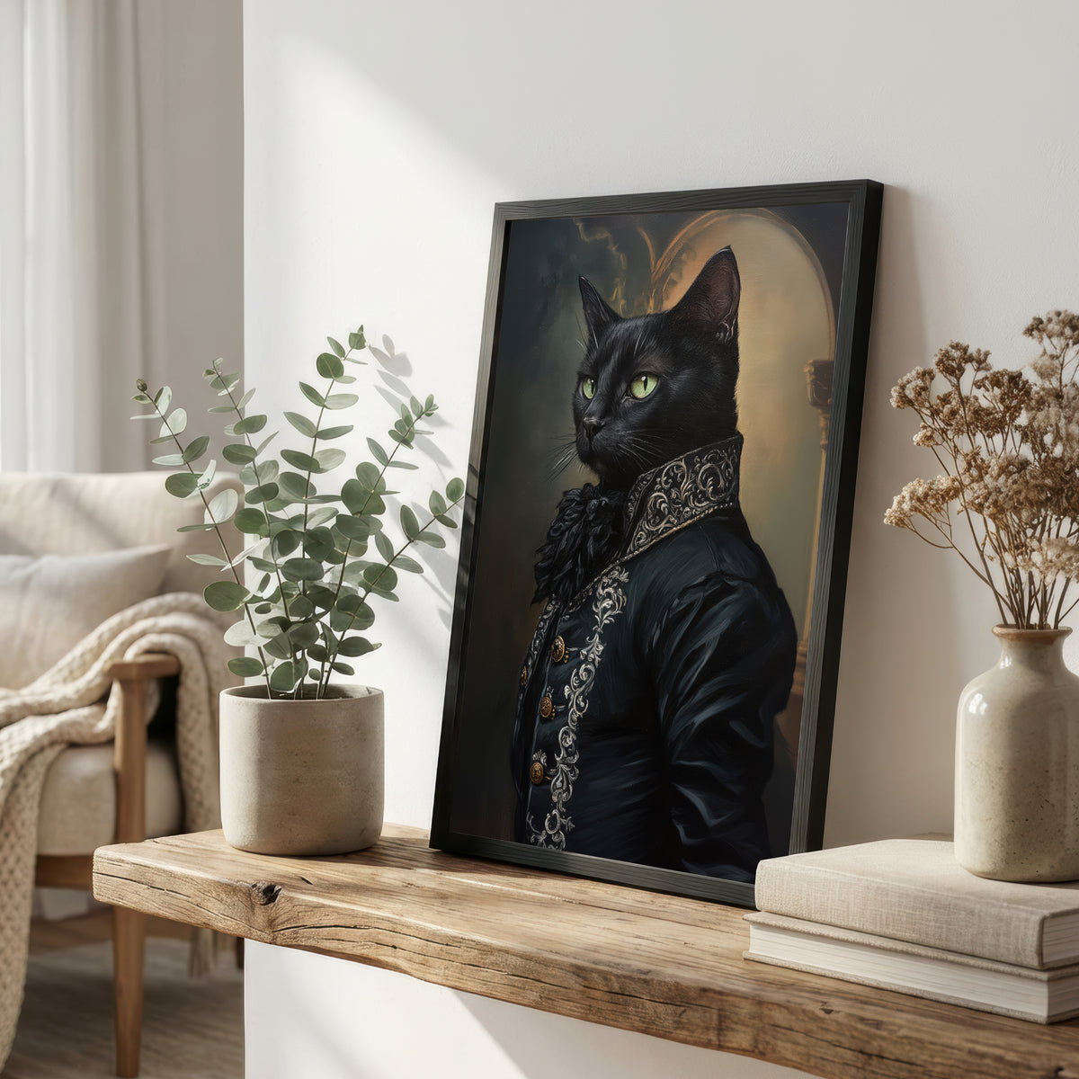 Aristocratic Black Cat Art Print