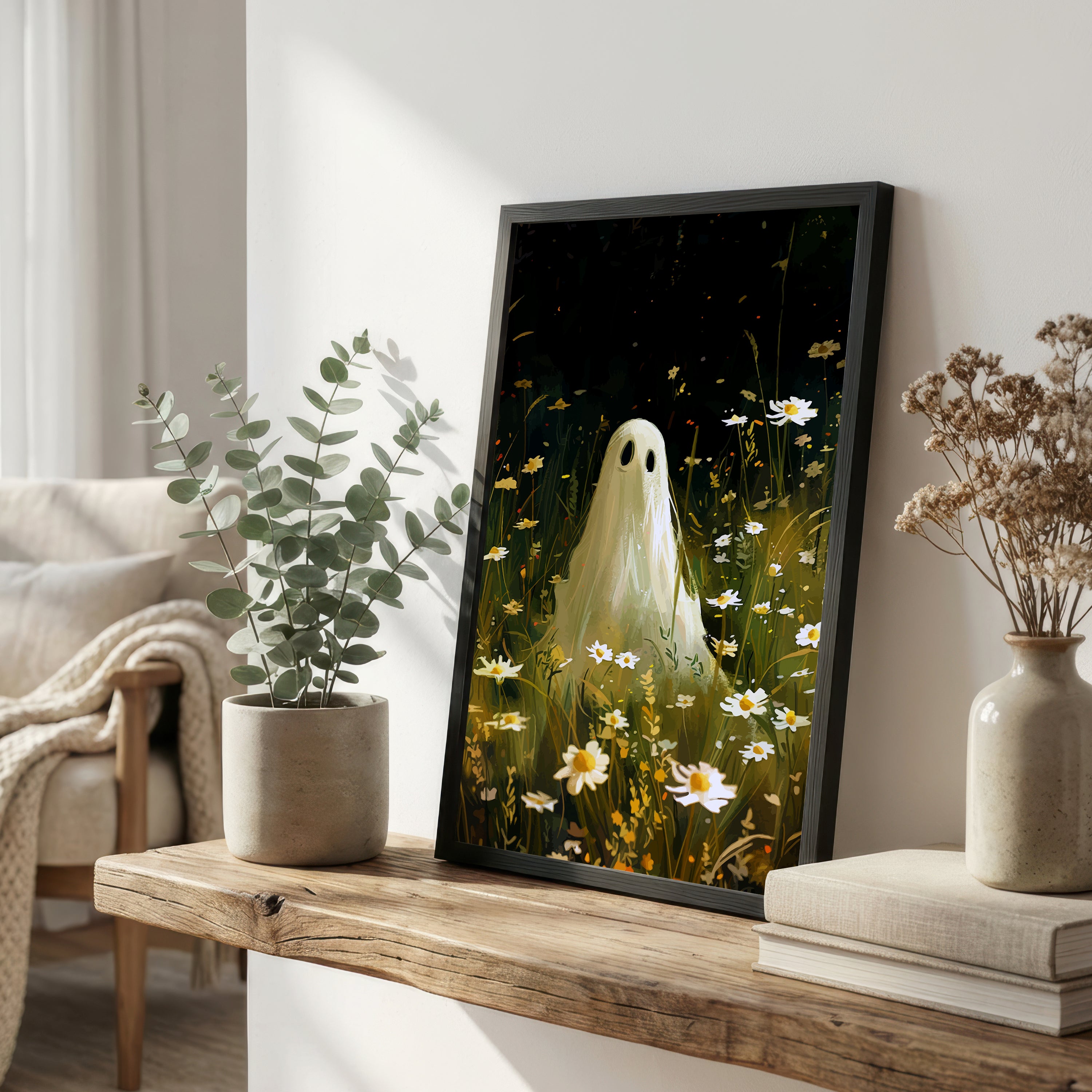 Ghost in Daisy Meadow Art Print