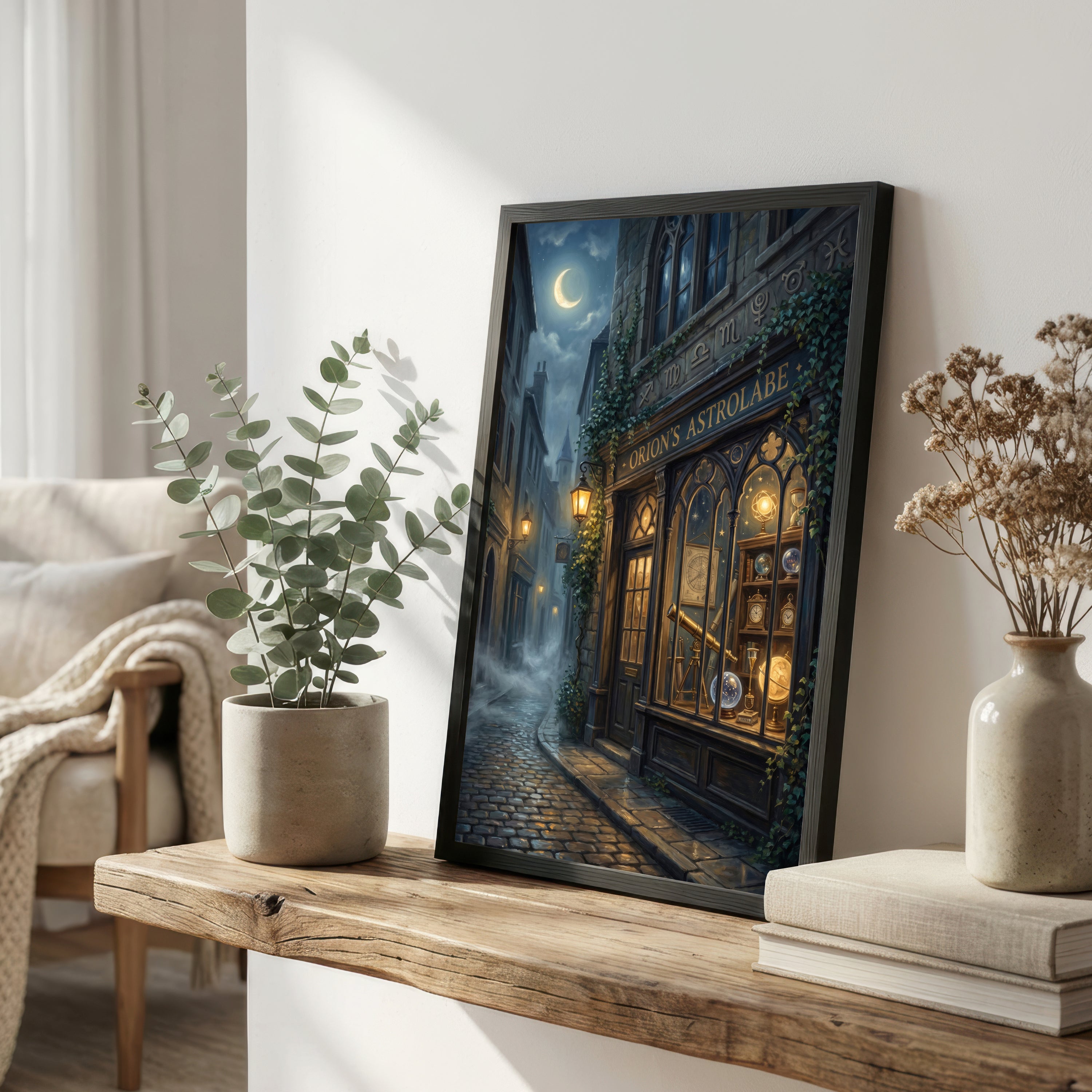 Moonlit Astrological Shop Art Print
