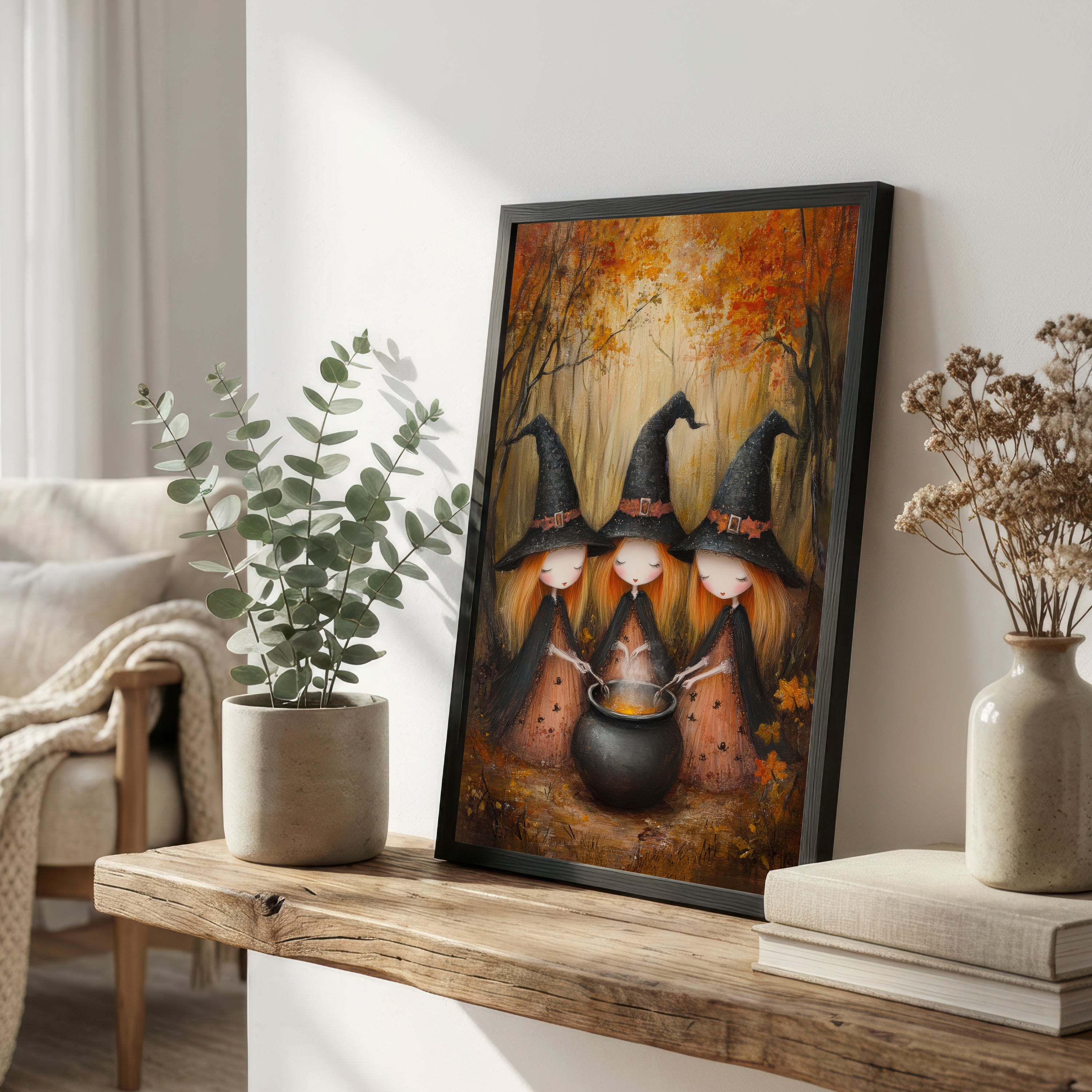 Three Witches Cauldron Art Print