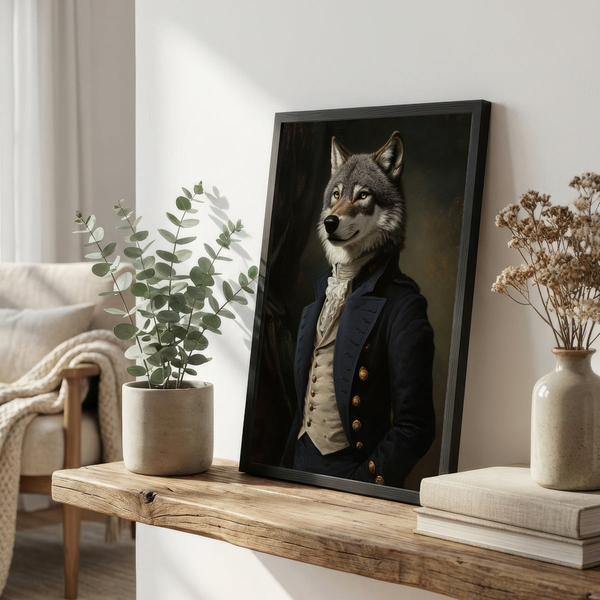 Dapper Wolf Dark Academia Art Print