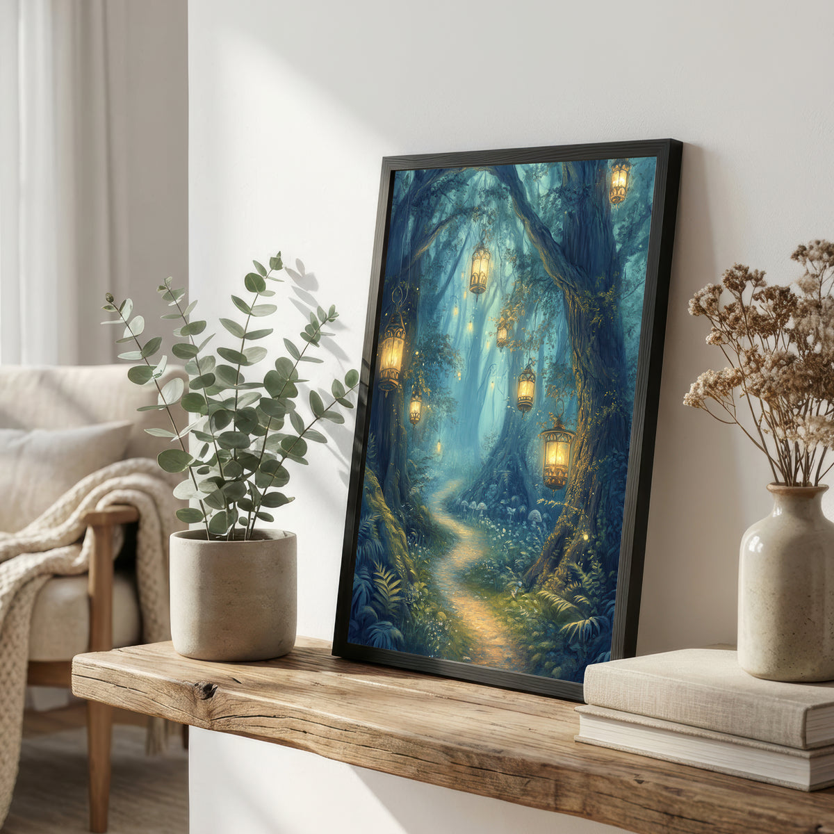 Enchanted Lantern Forest Art Print