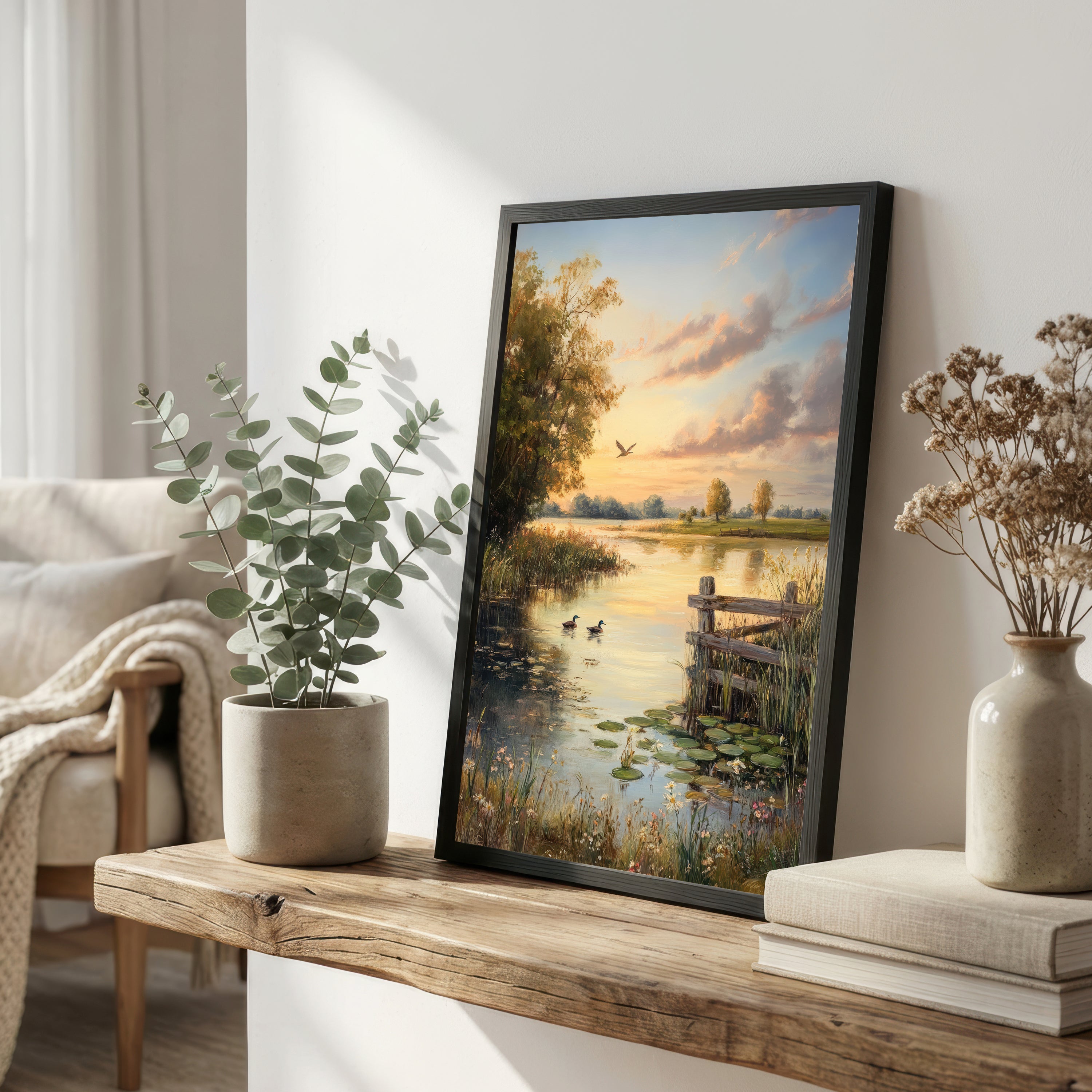 Golden Hour Duck Pond Art Print
