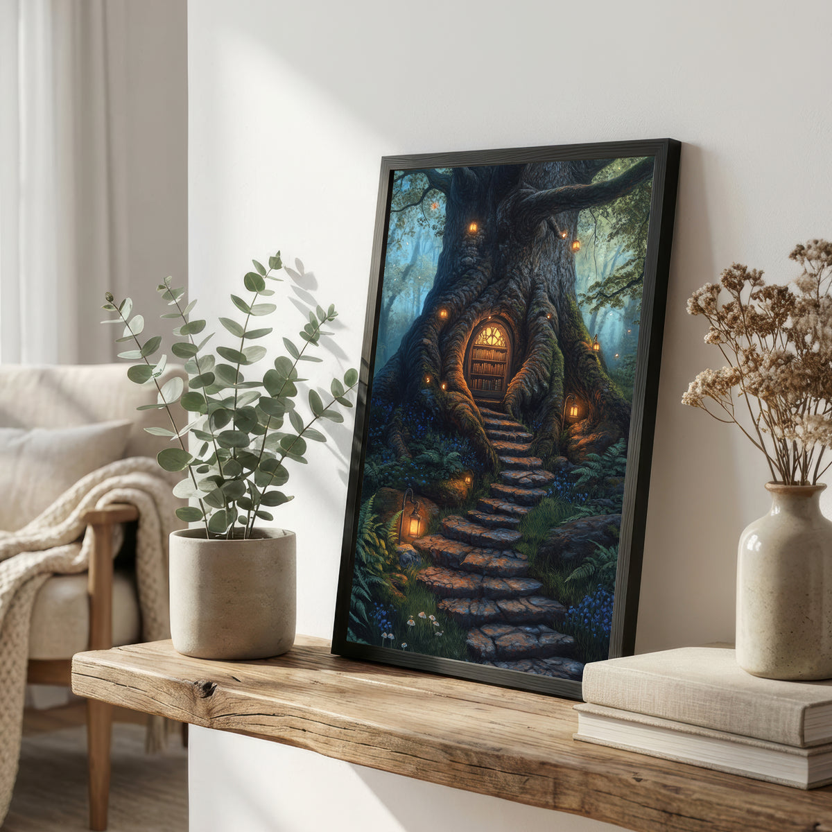 Enchanted Tree Library Art Print
