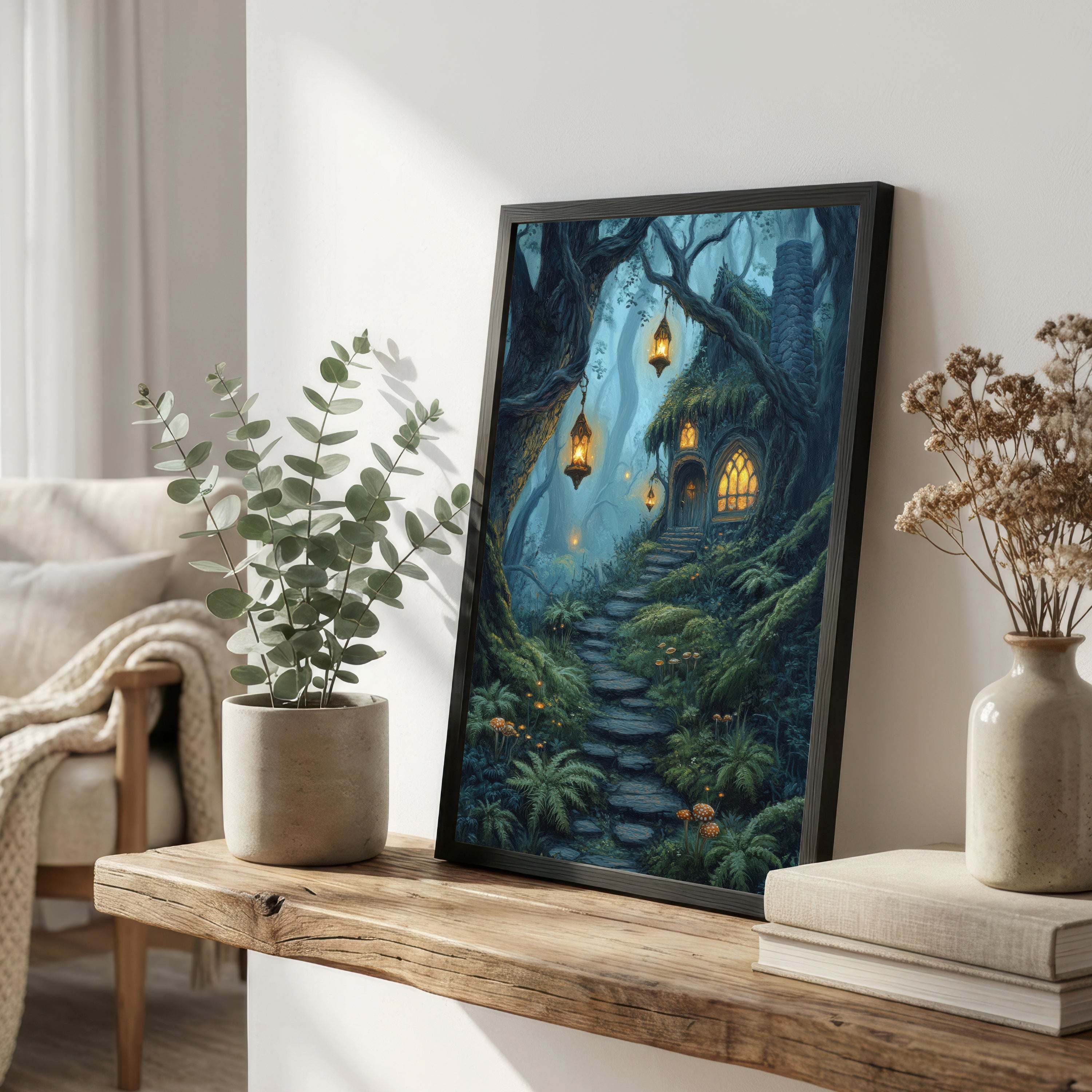 Enchanted Forest Cottage Art Print