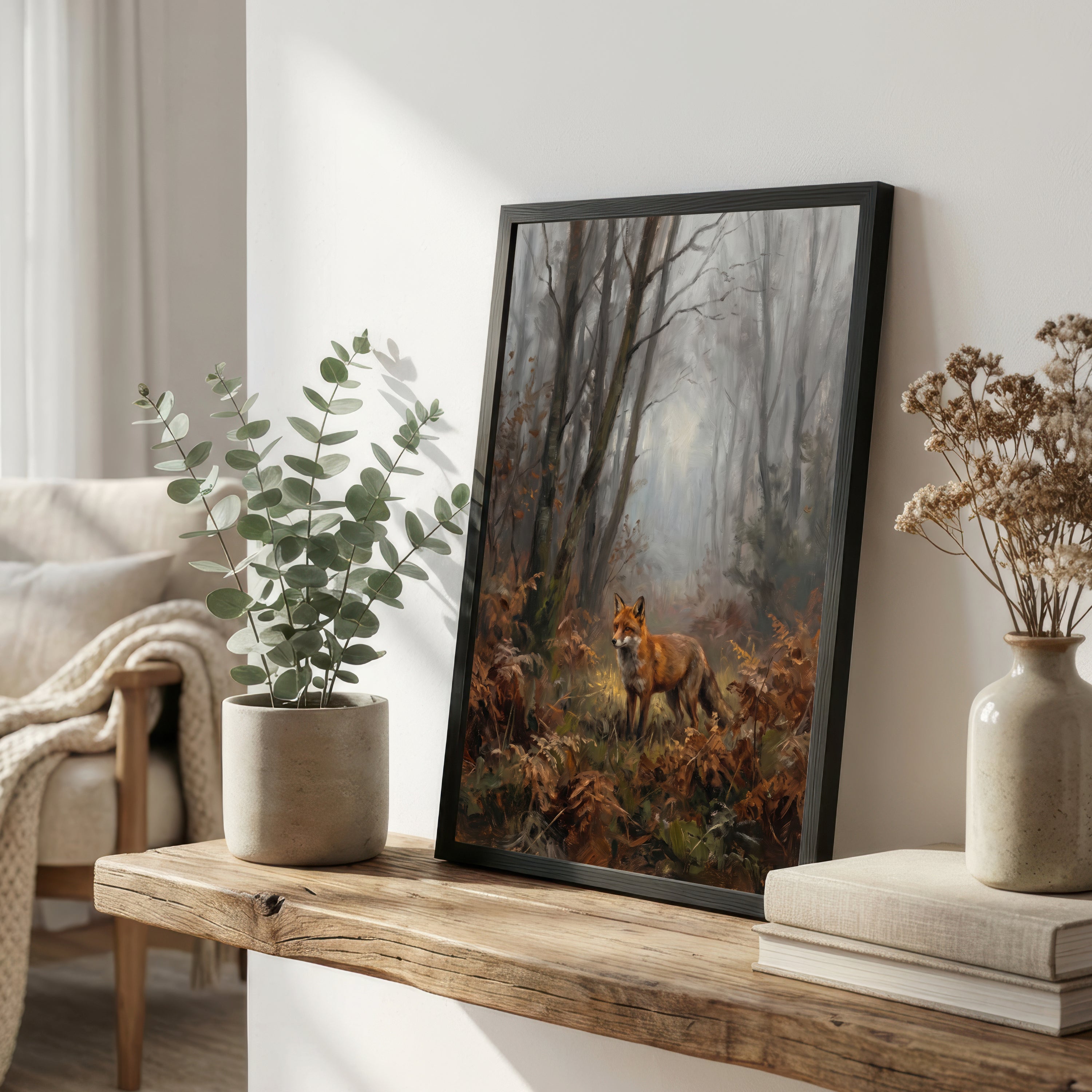 Misty Woodland Fox Art Print