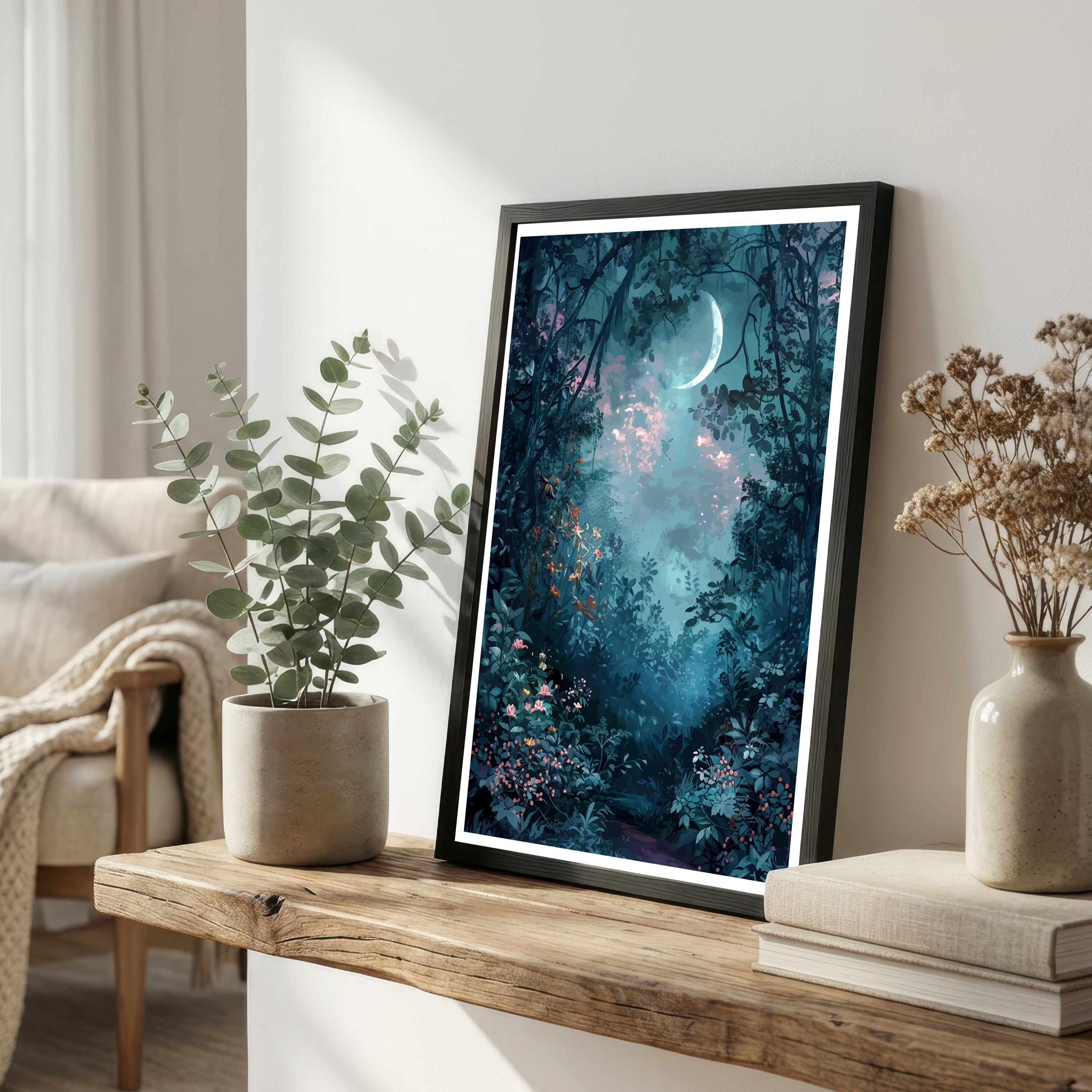 Moonlit Woodland Art Print