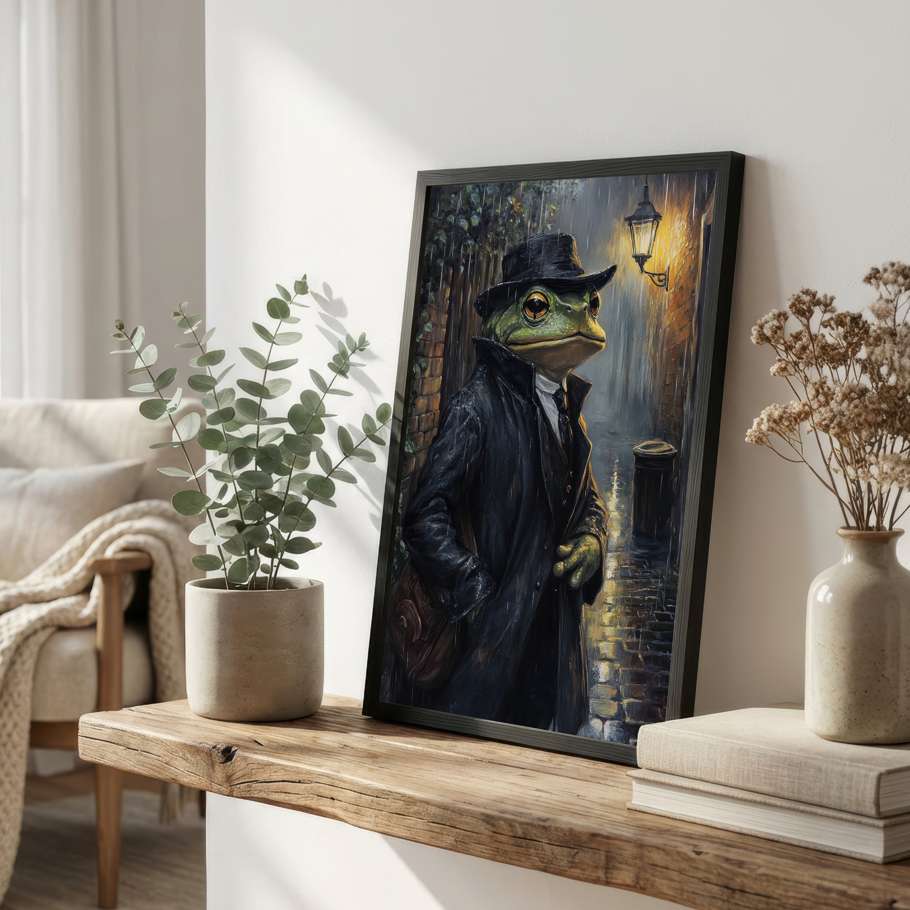 Dapper Frog Rainy Night Art Print