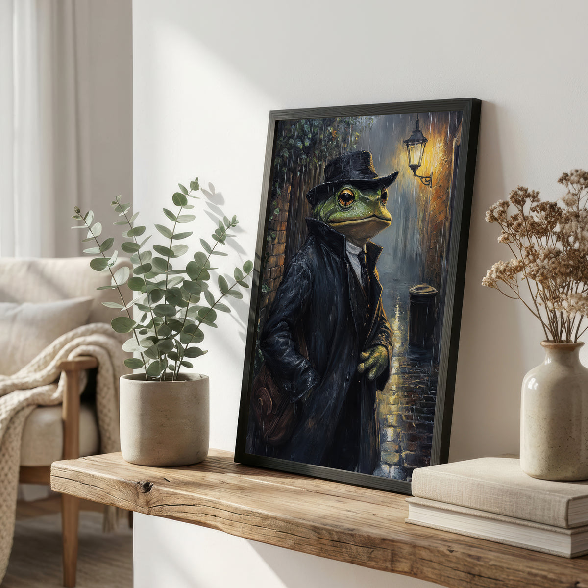Dapper Frog Rainy Night Art Print