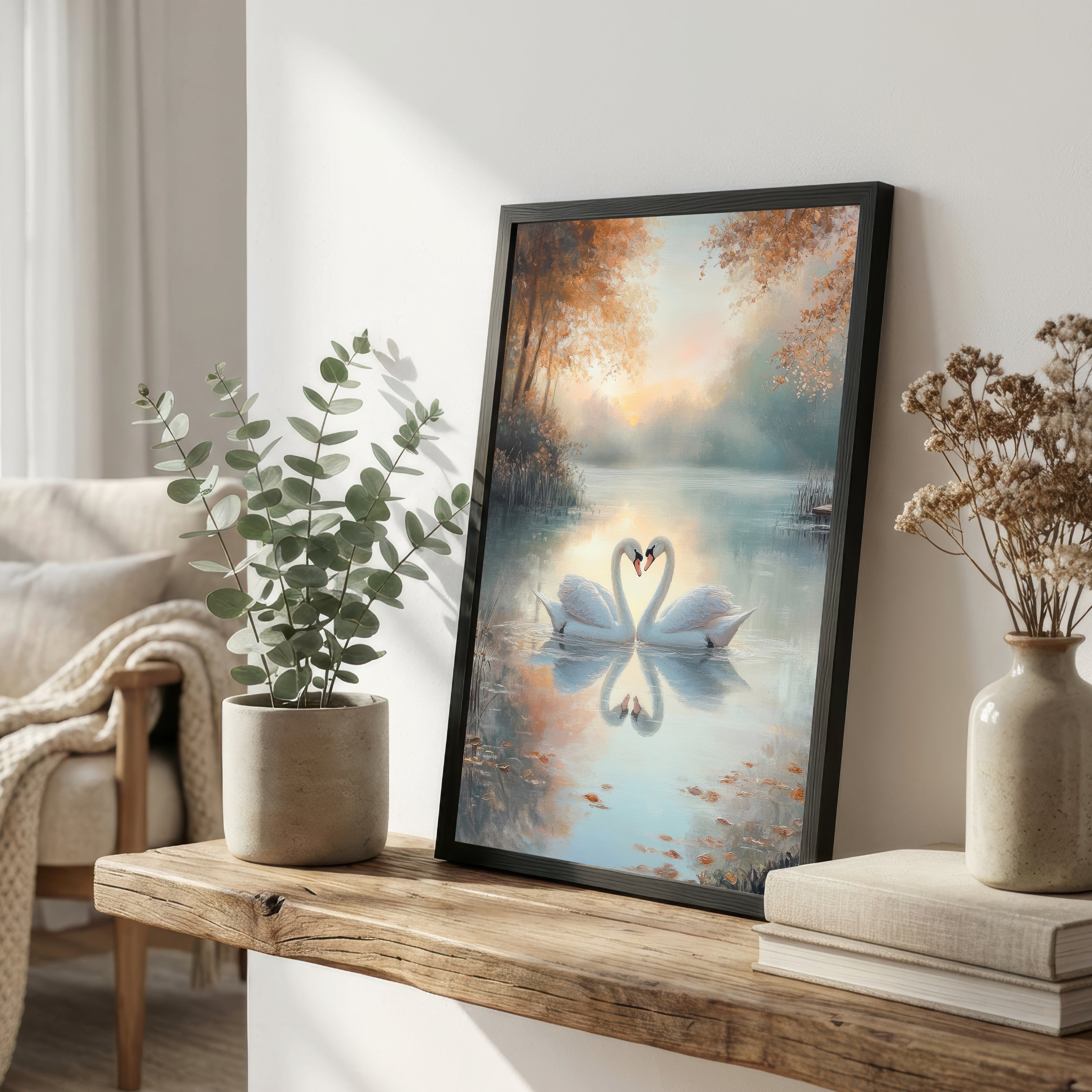 Romantic Swan Couple Art Print
