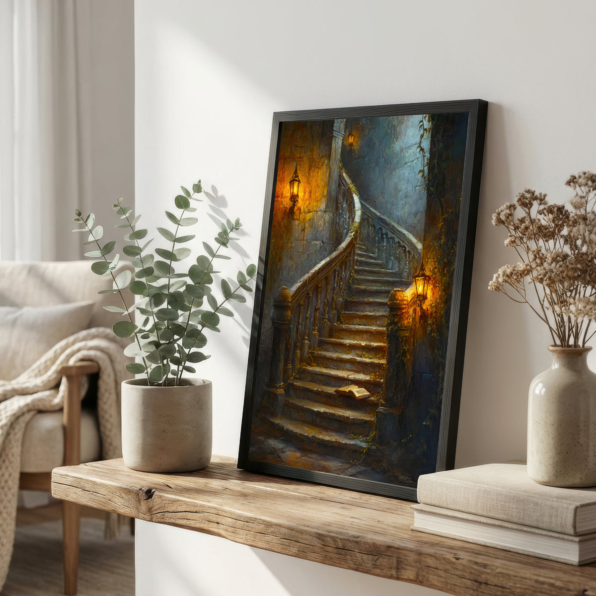 Gothic Lantern Staircase Art Print