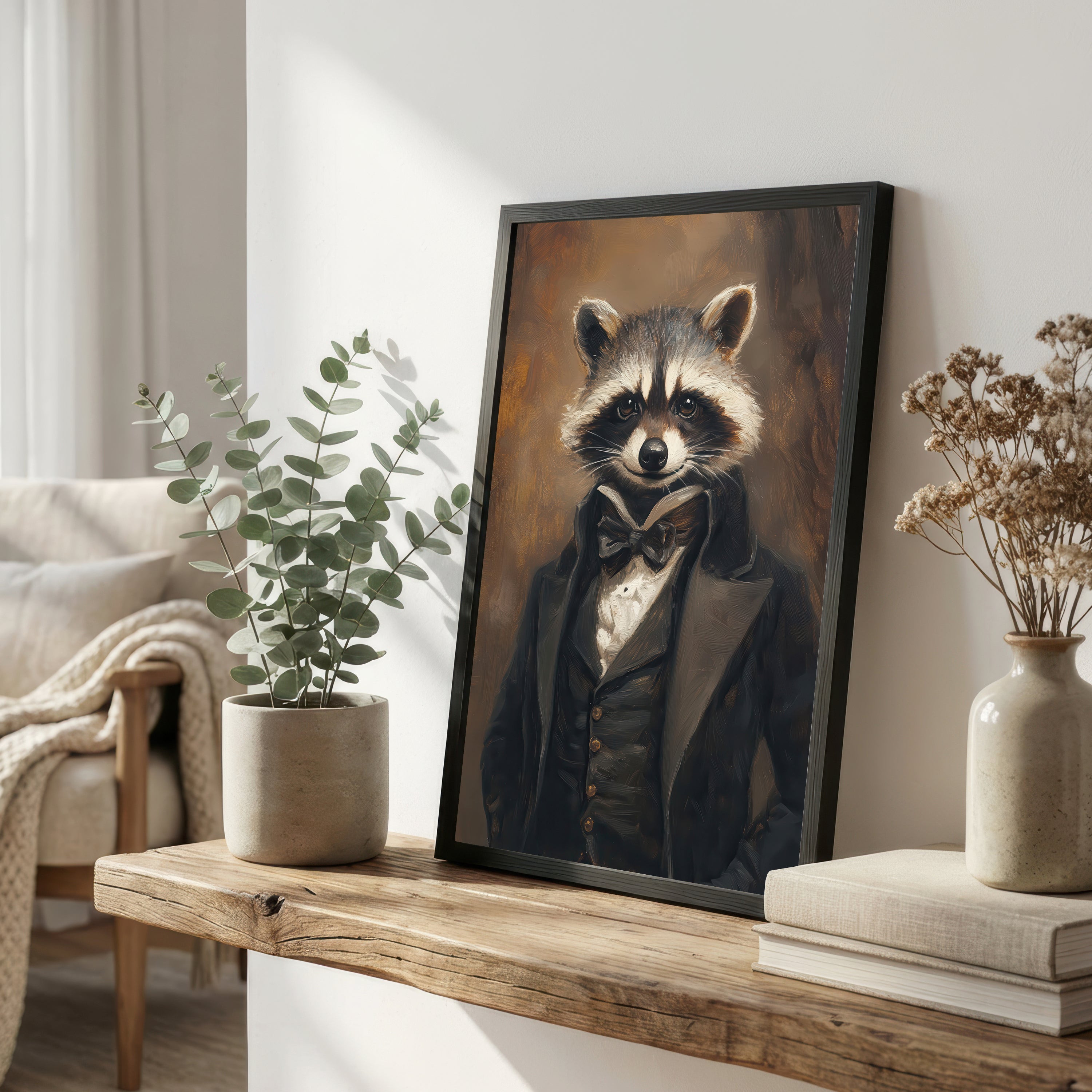 Dapper Raccoon Dark Academia Art Print