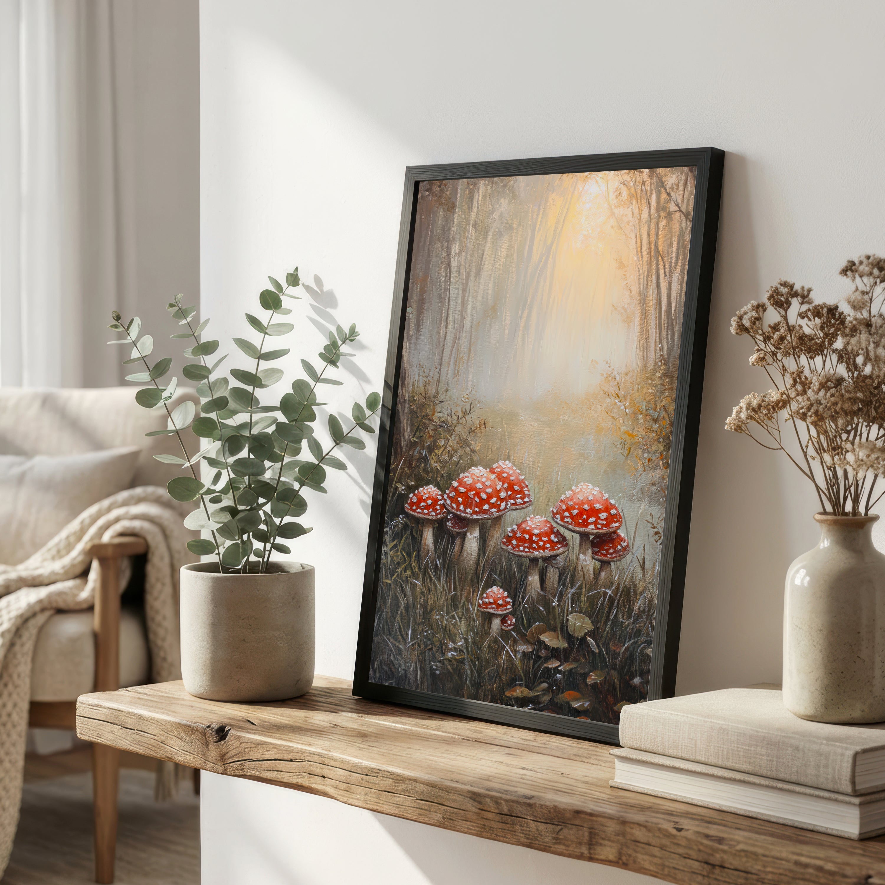 Red Toadstool Woodland Art Print
