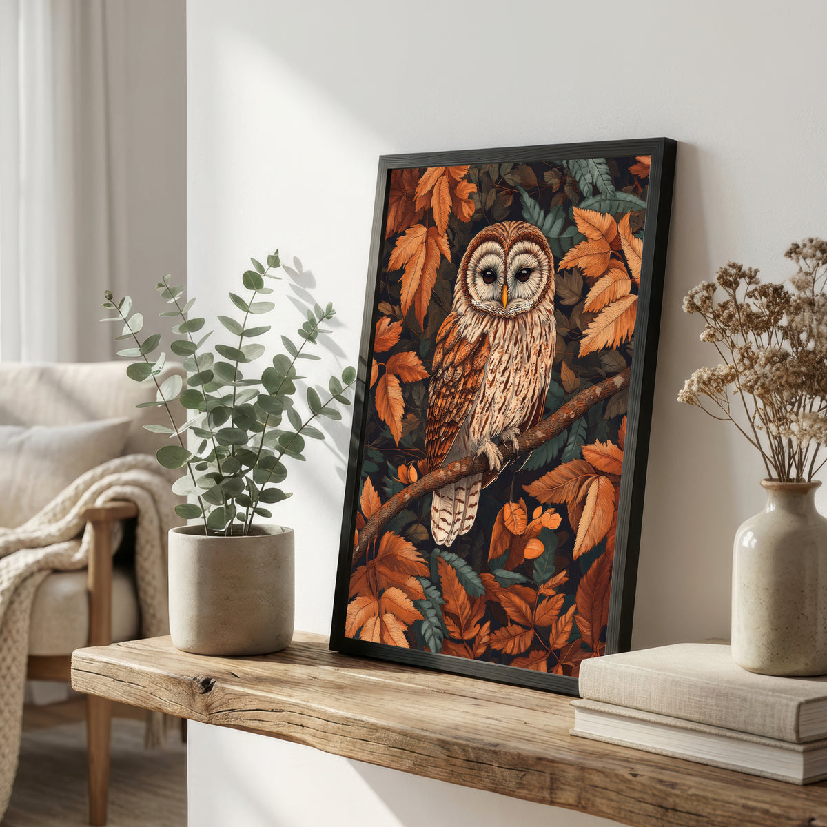 Autumn Owl Woodland Art Print