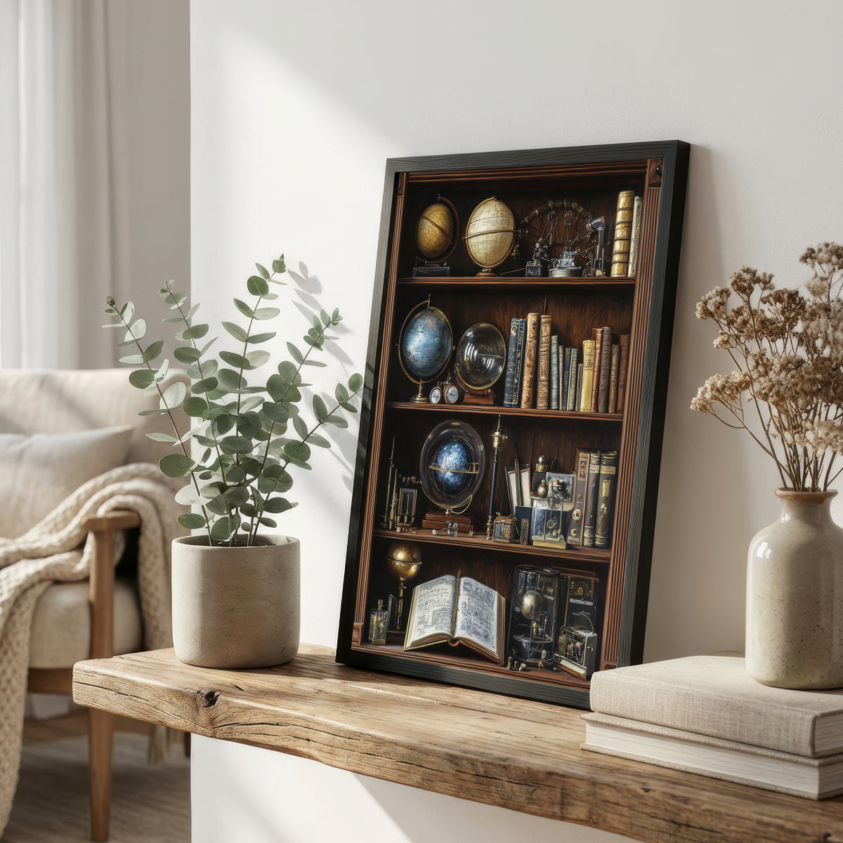 Dark Academia Study Shelf Art Print