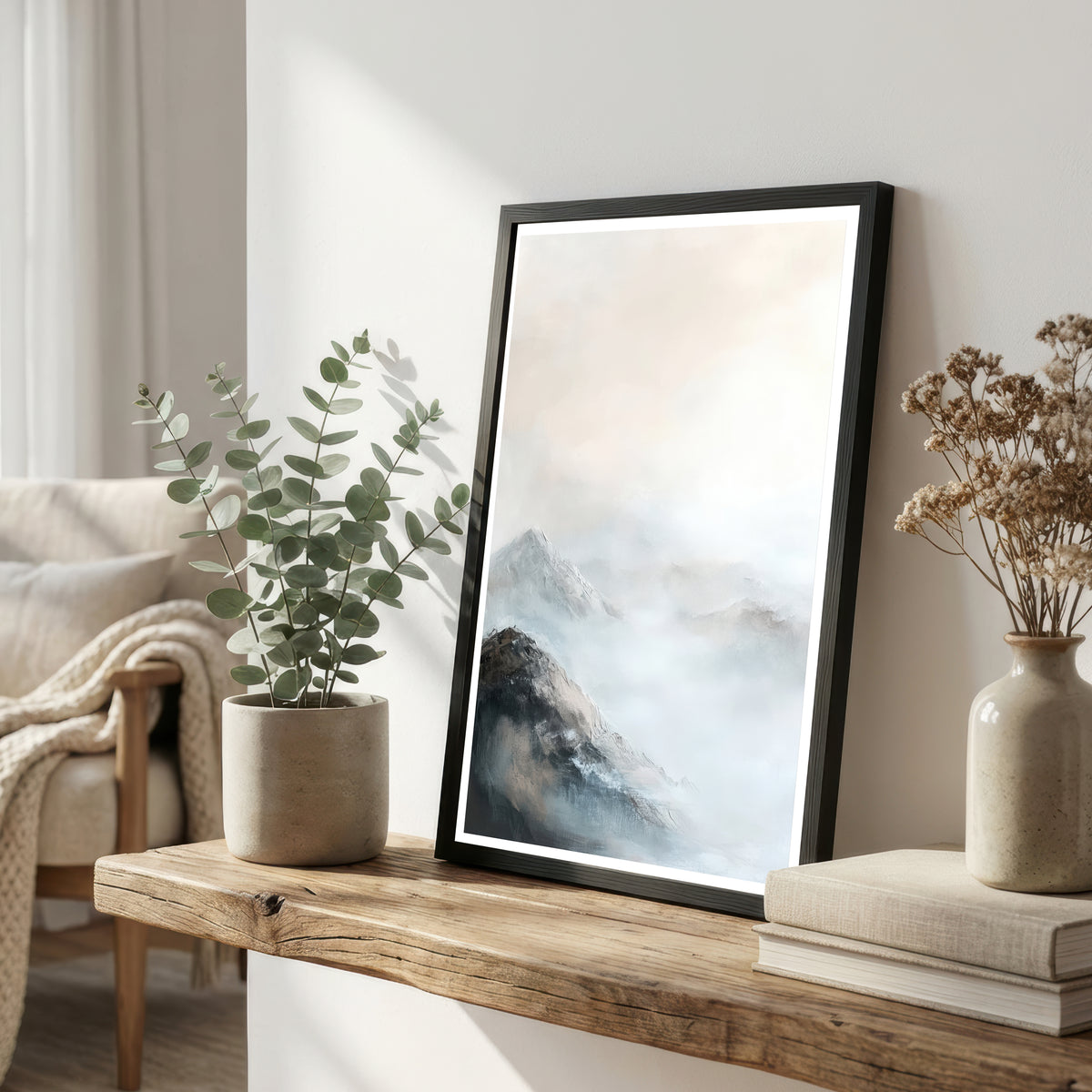 Misty Mountain Landscape Art Print