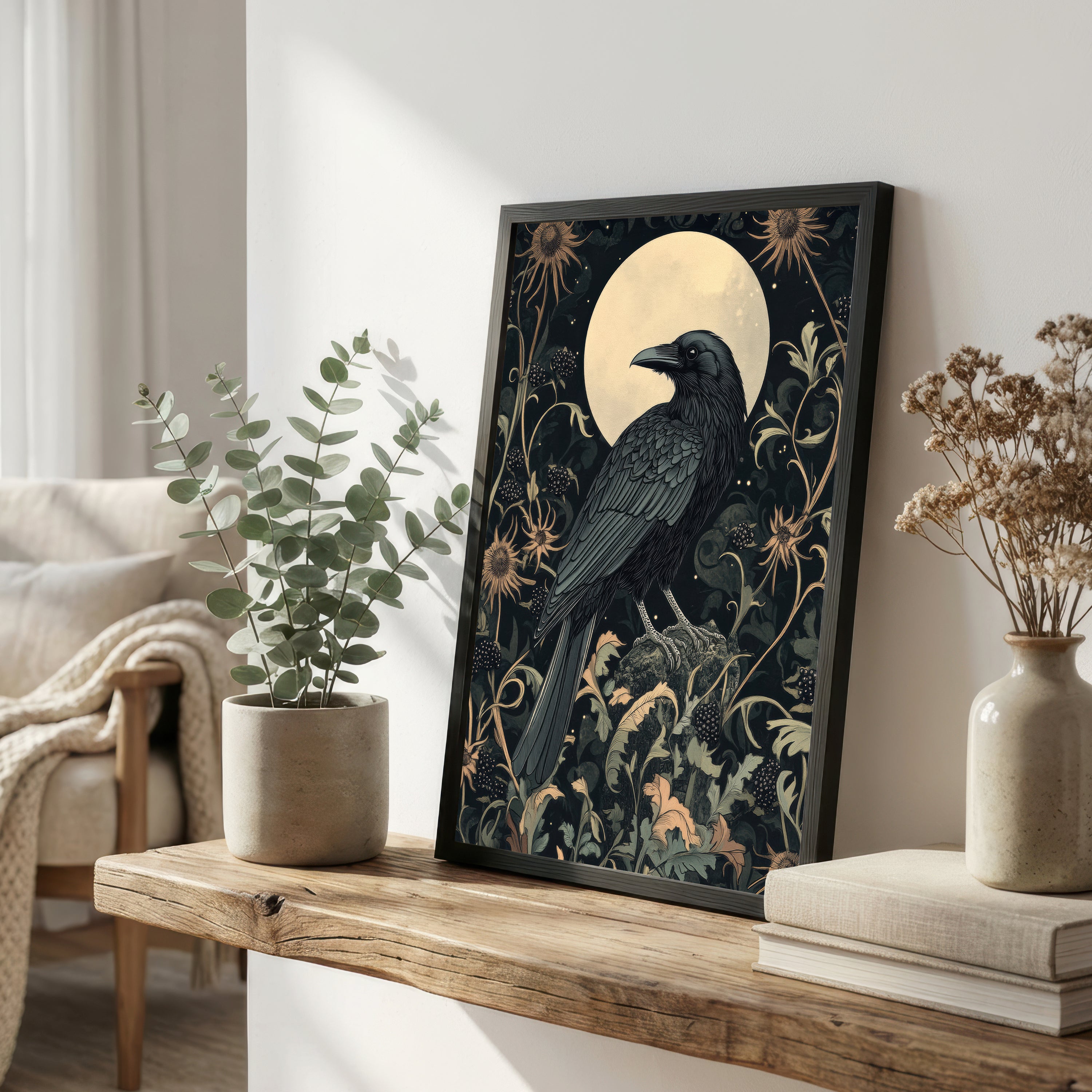 Raven Moon Botanical Art Print