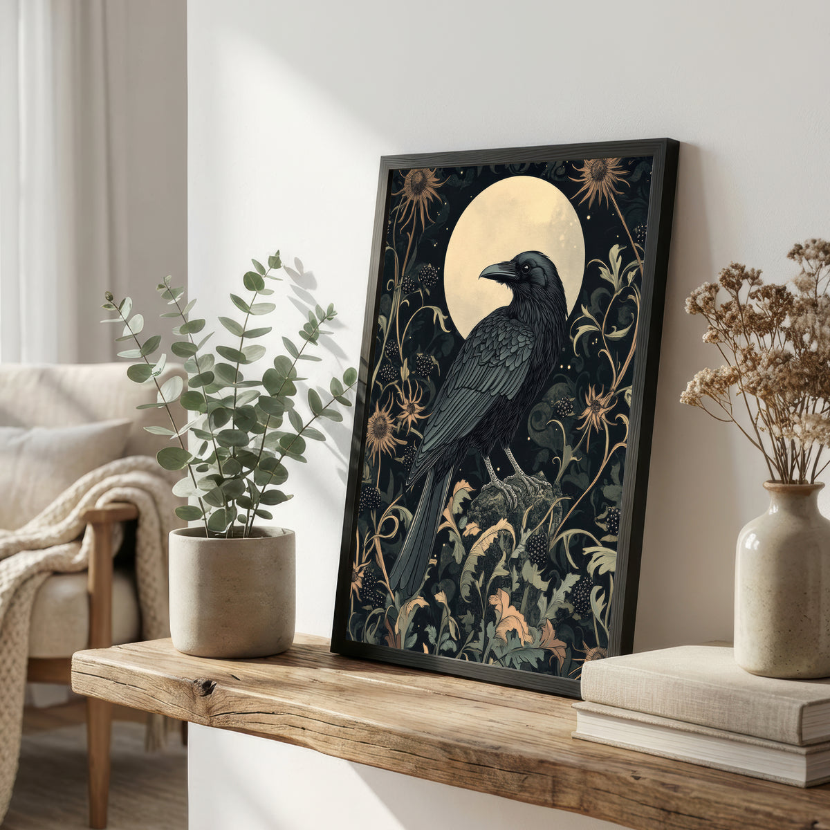 Raven Moon Botanical Art Print