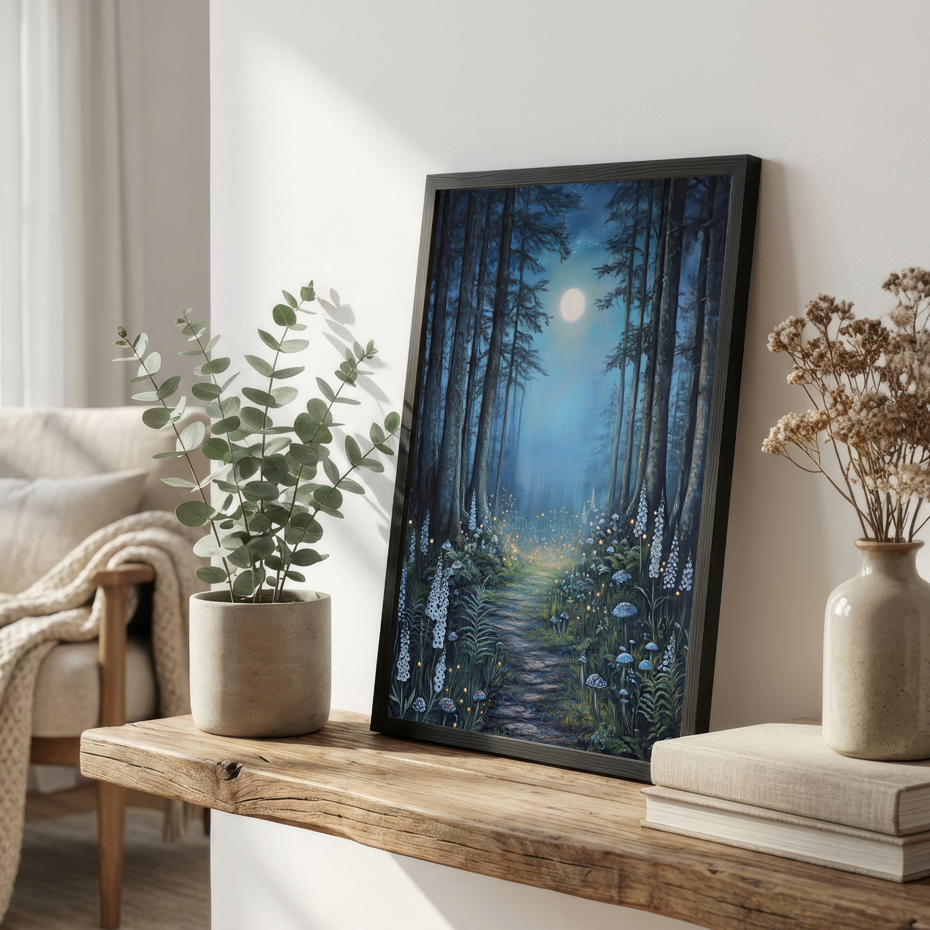 Moonlit Enchanted Forest Art Print