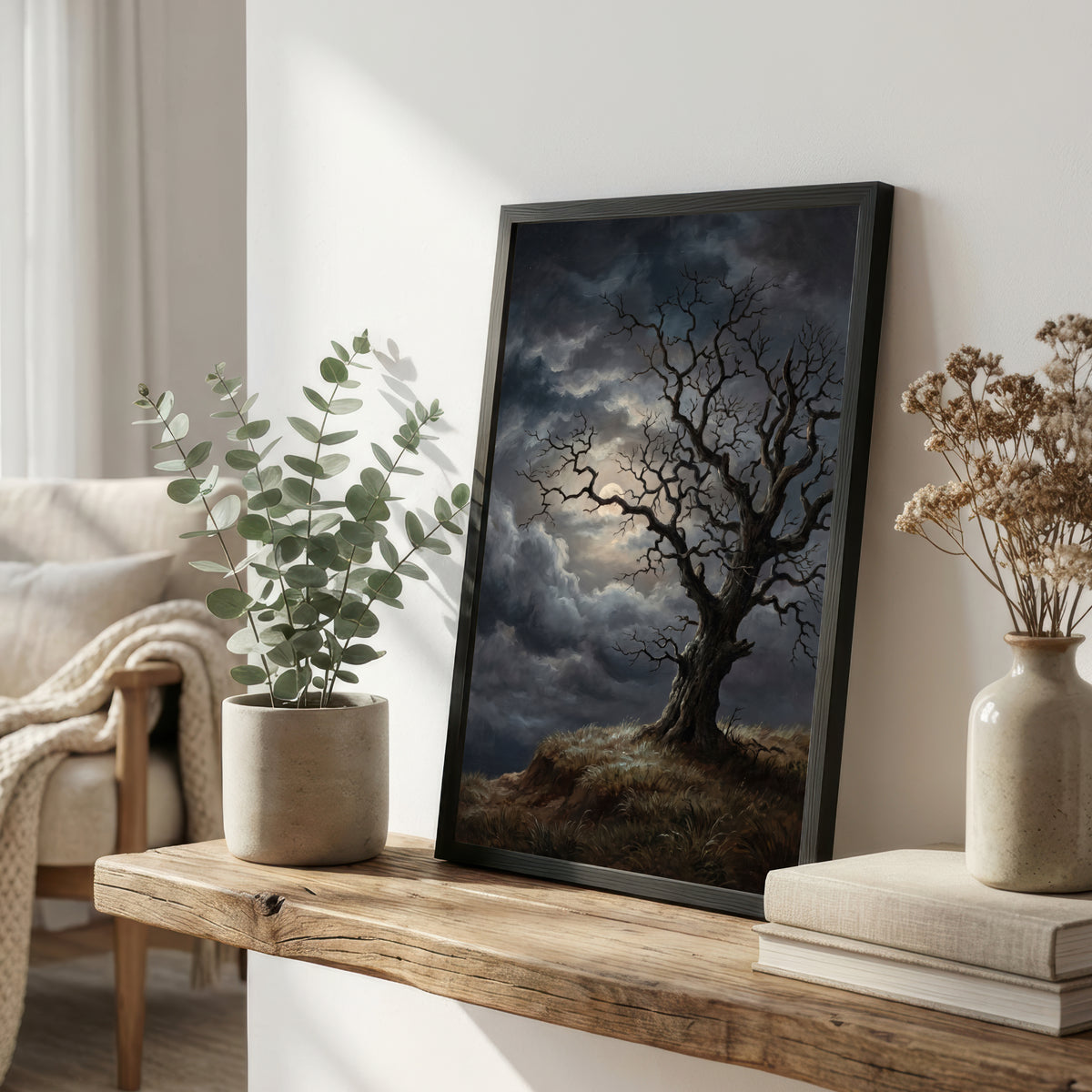 Moonlit Gnarled Tree Art Print
