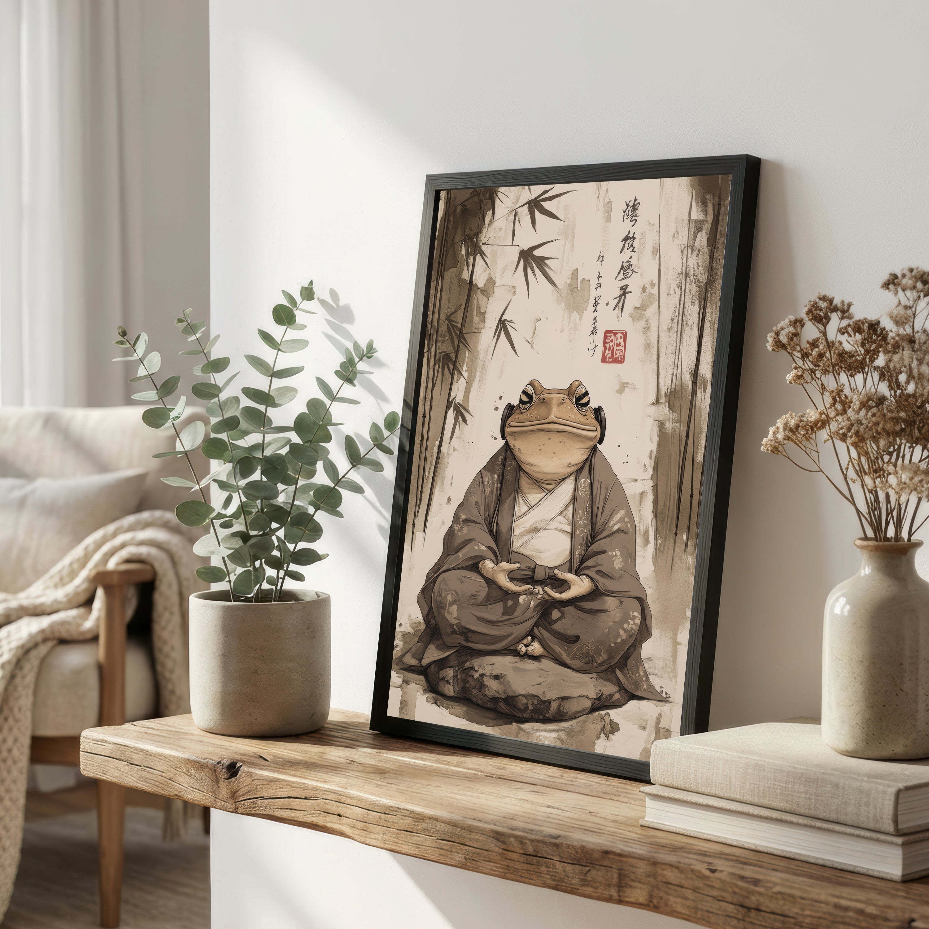 Zen Frog Japanese Inspired Art Print