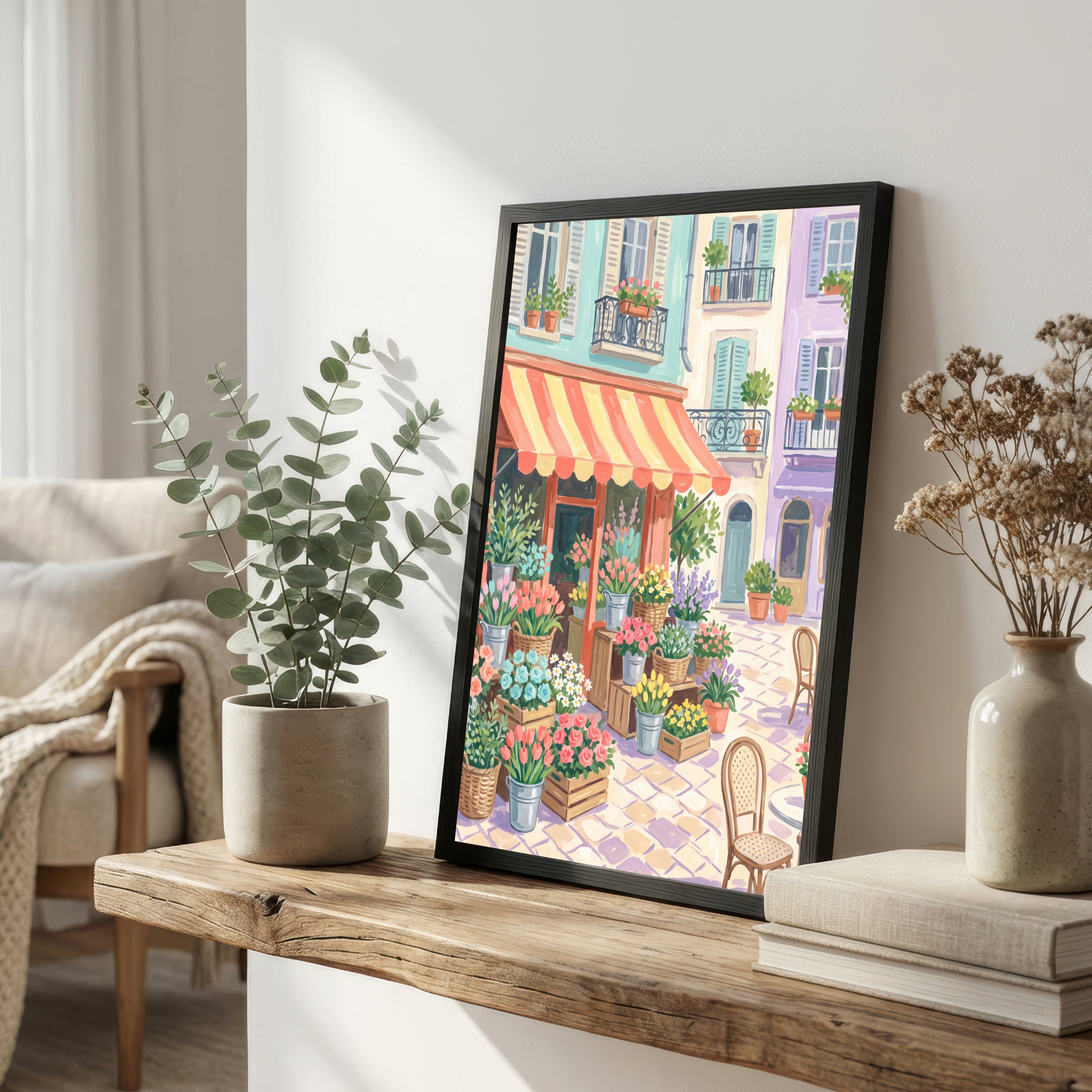 Colourful Flower Shop Street Art Print