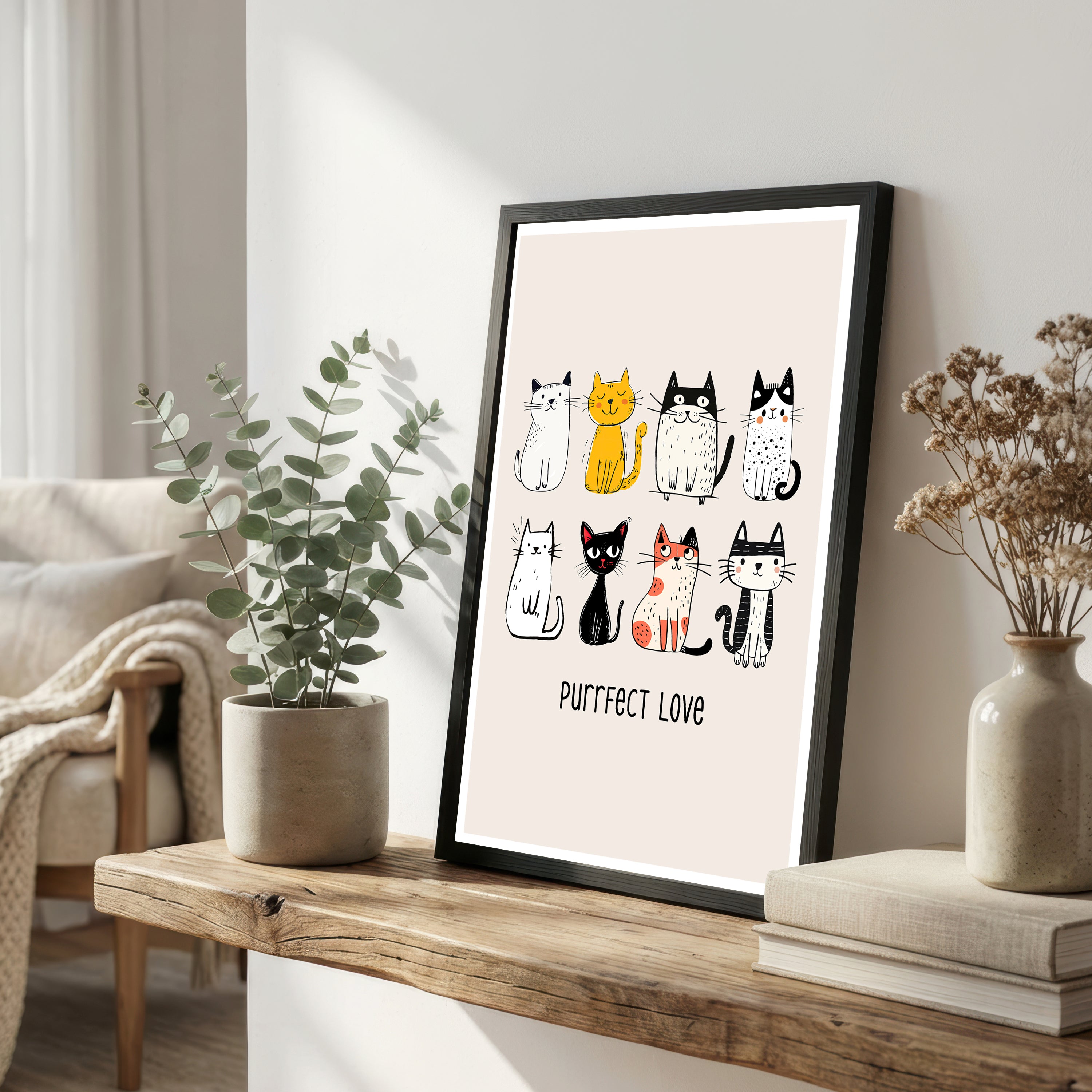 Purrfect Love Cat Art Print