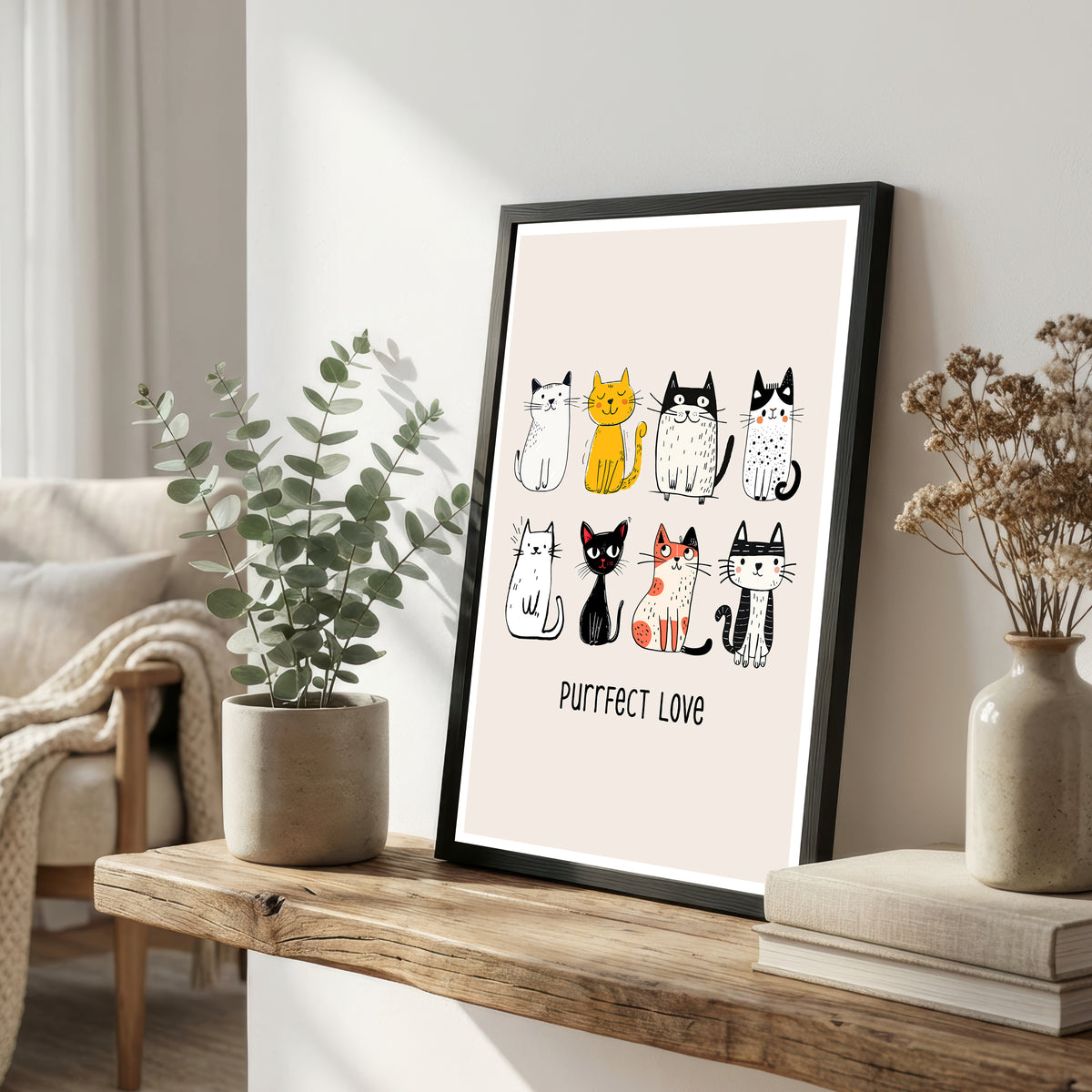 Purrfect Love Cat Art Print