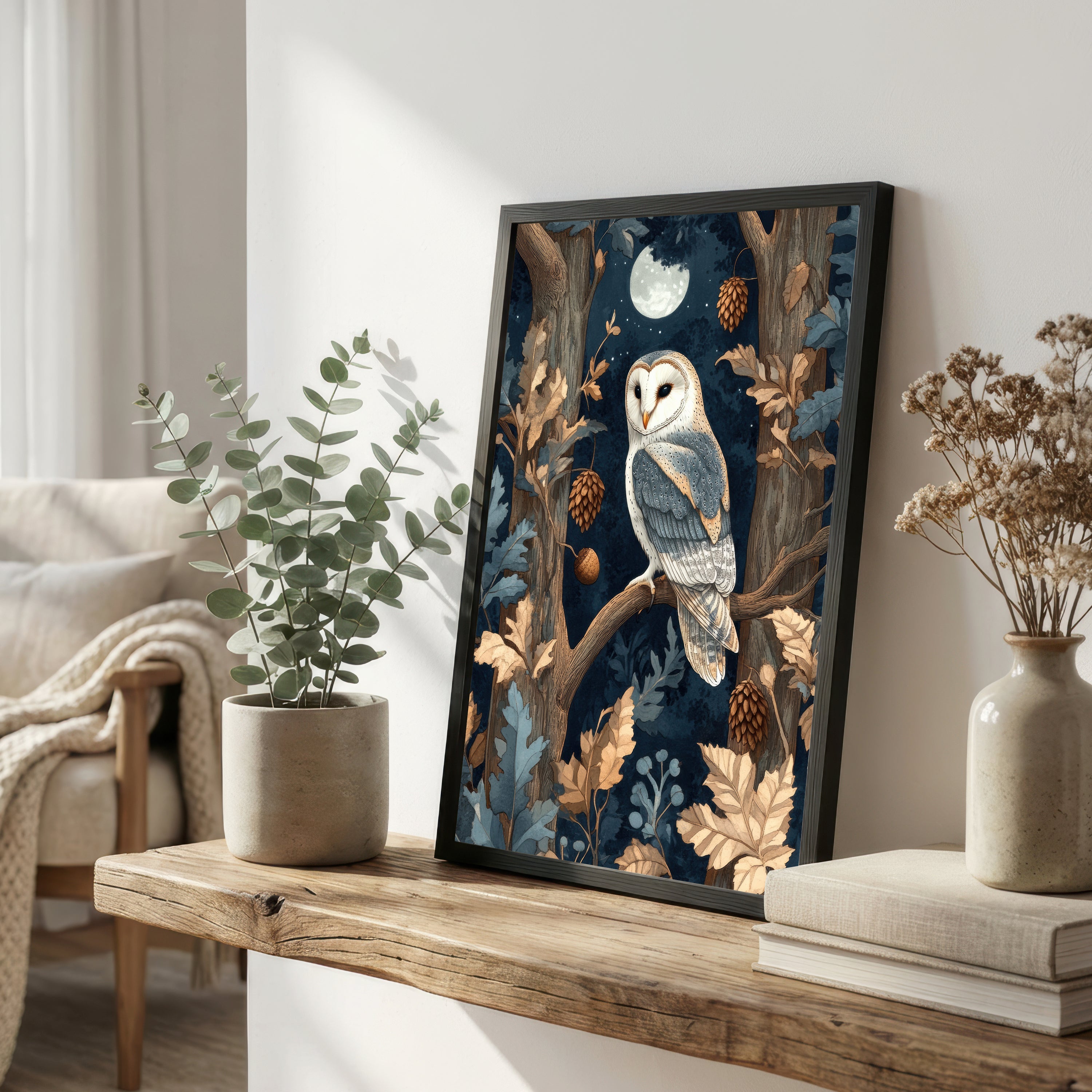 Moonlit Barn Owl Art Print
