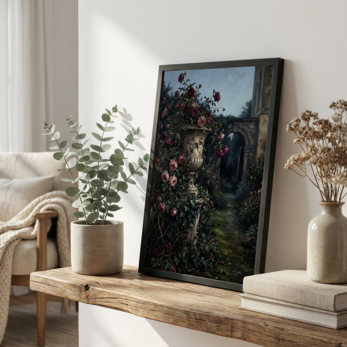 Dark Romantic Rose Garden Art Print
